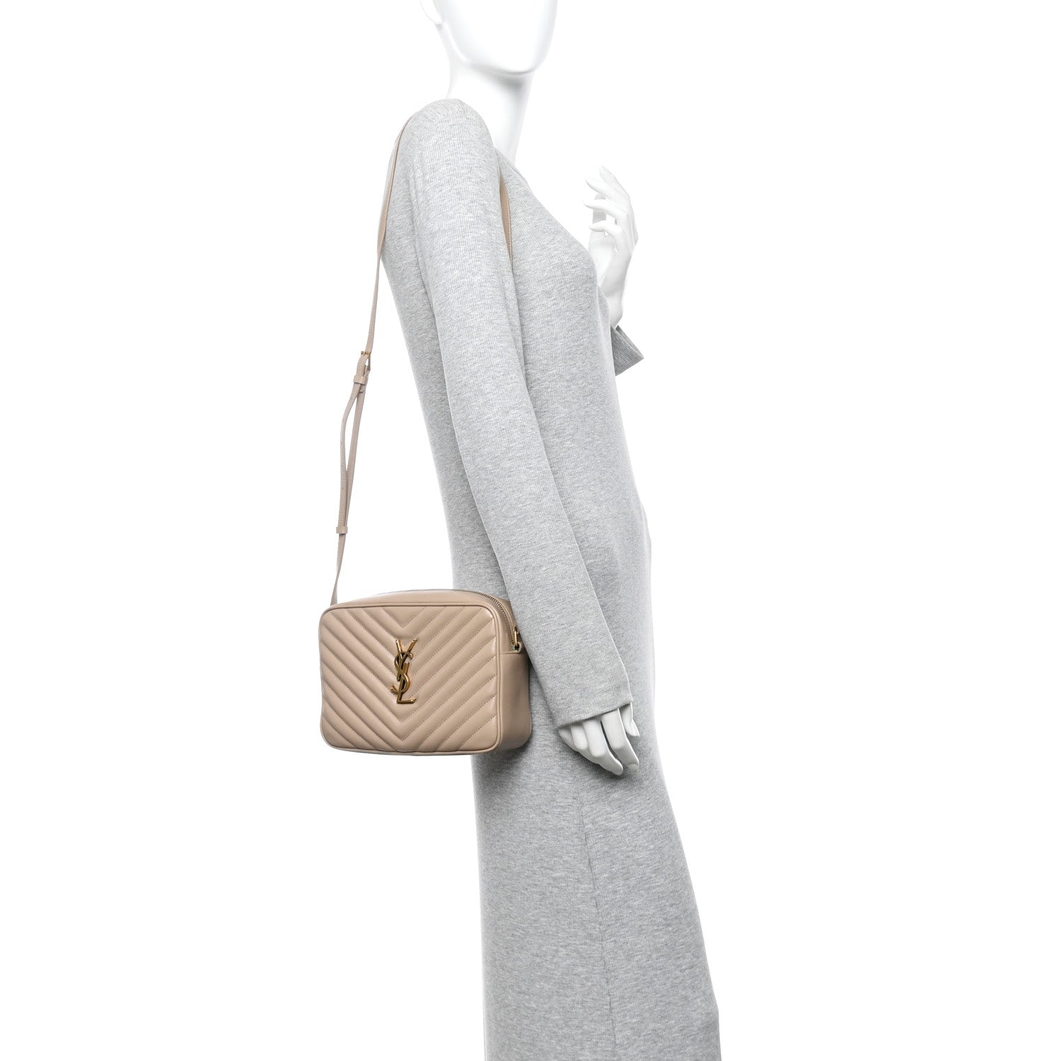 Calfskin Matelasse Monogram Lou Camera Bag Dark Beige