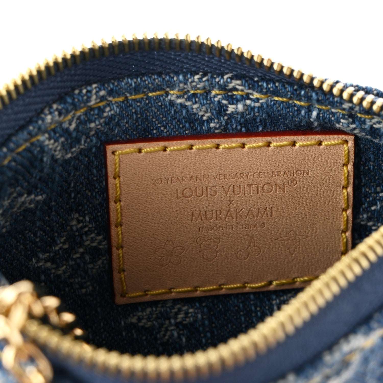LV X TM Monogram Denim Cerises Key Pouch Blue