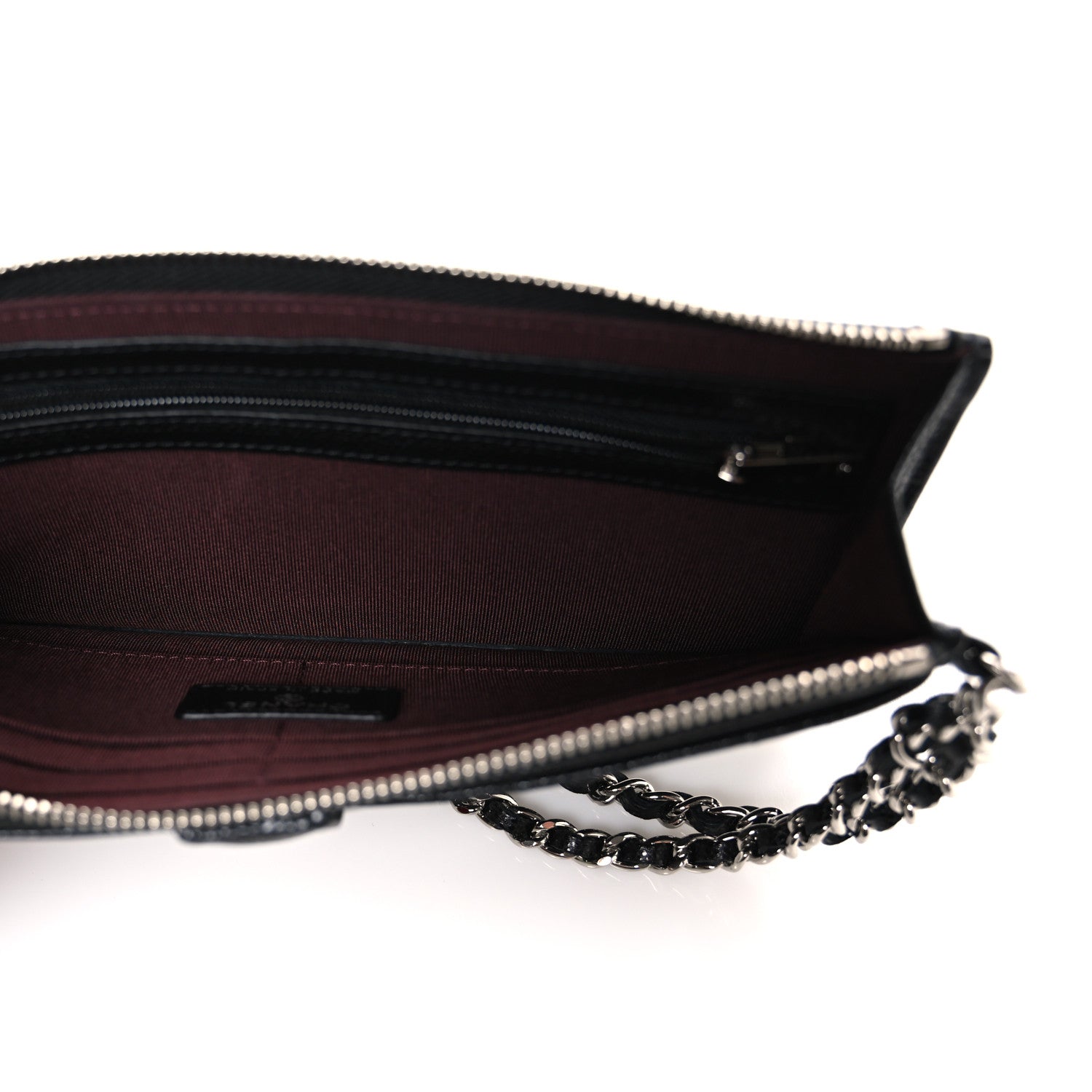 Caviar Quilted Classic Pouch With Handle Black