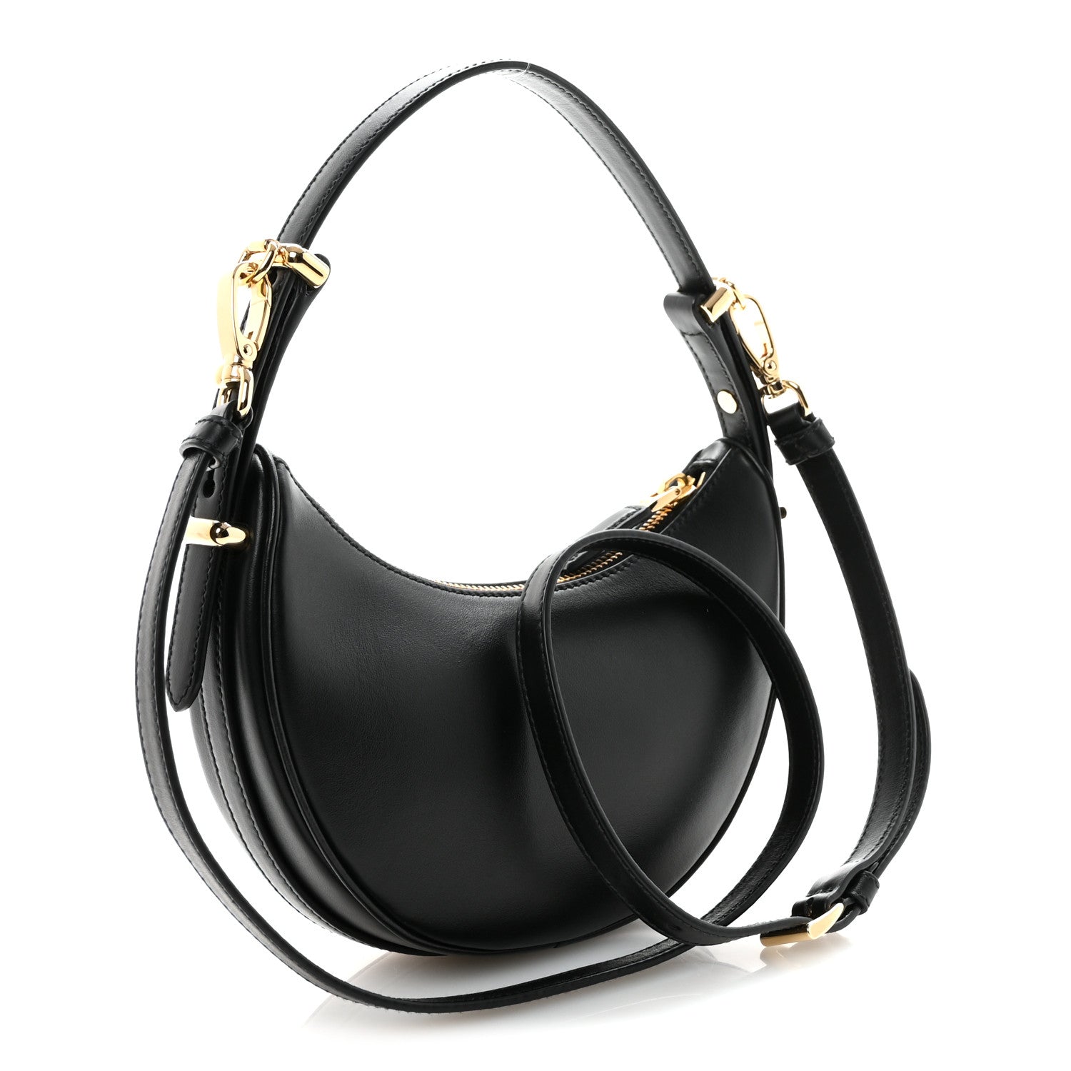 Soft Calfskin Arque Shoulder Bag Black