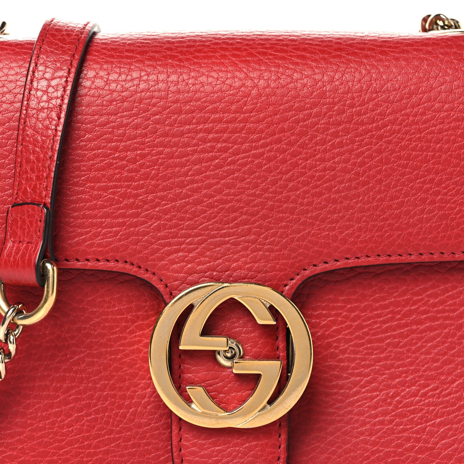 Dollar Calfskin Small Interlocking G Shoulder Bag Red
