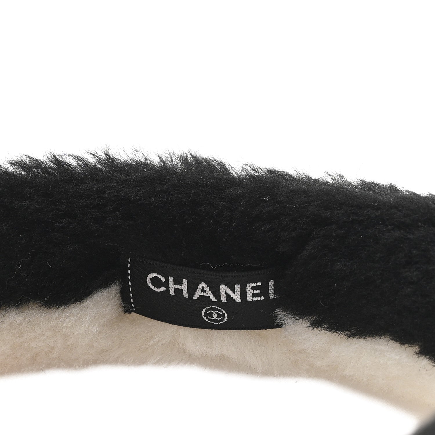 Shearling CC Ear Muffs Black White