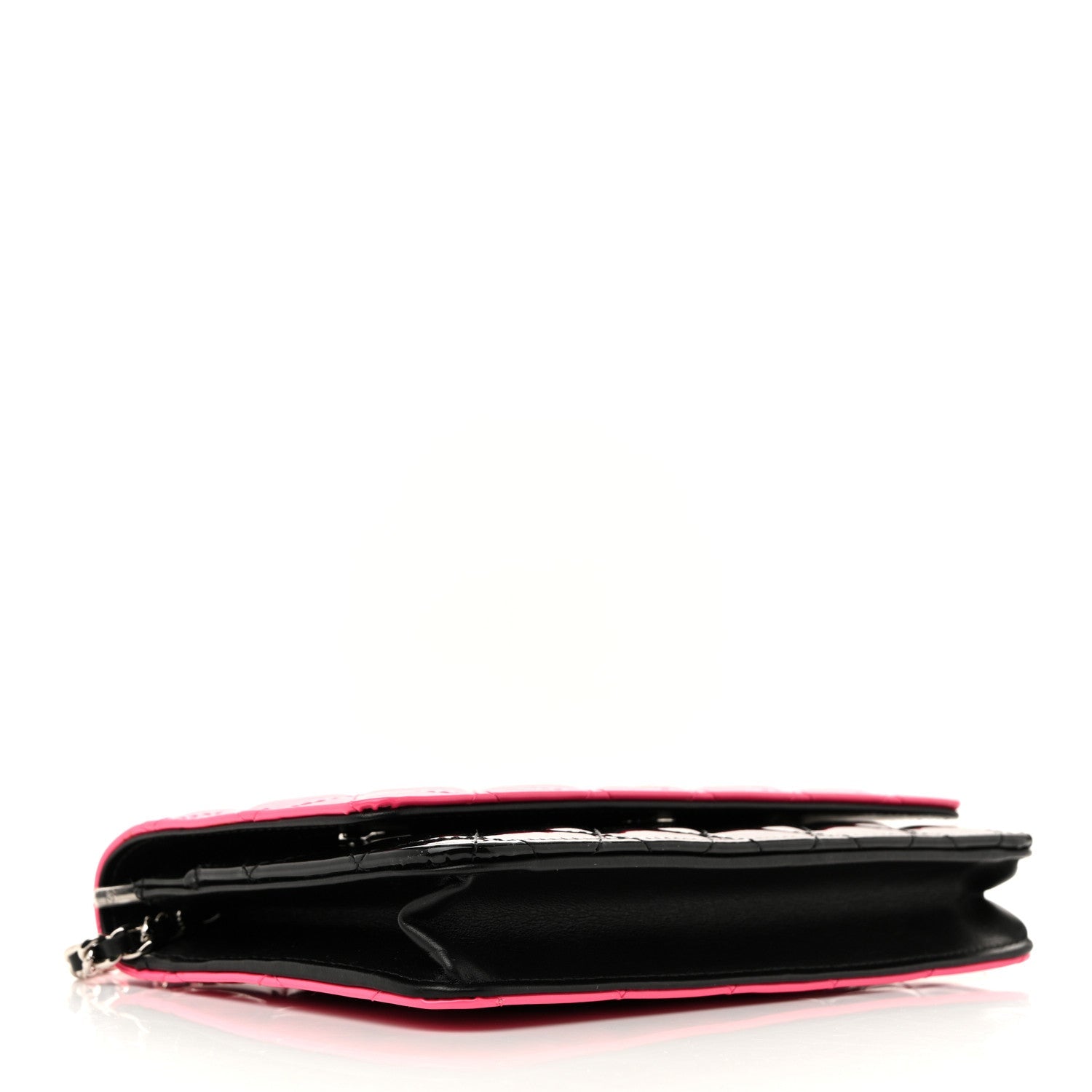 Patent Quilted Bi-Color Wallet On Chain WOC Pink Black