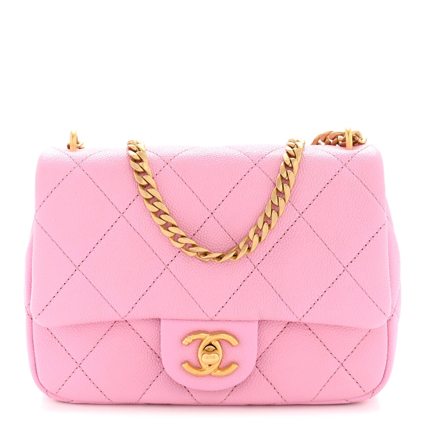 Caviar Quilted Mini Sweetheart Flap Lilac