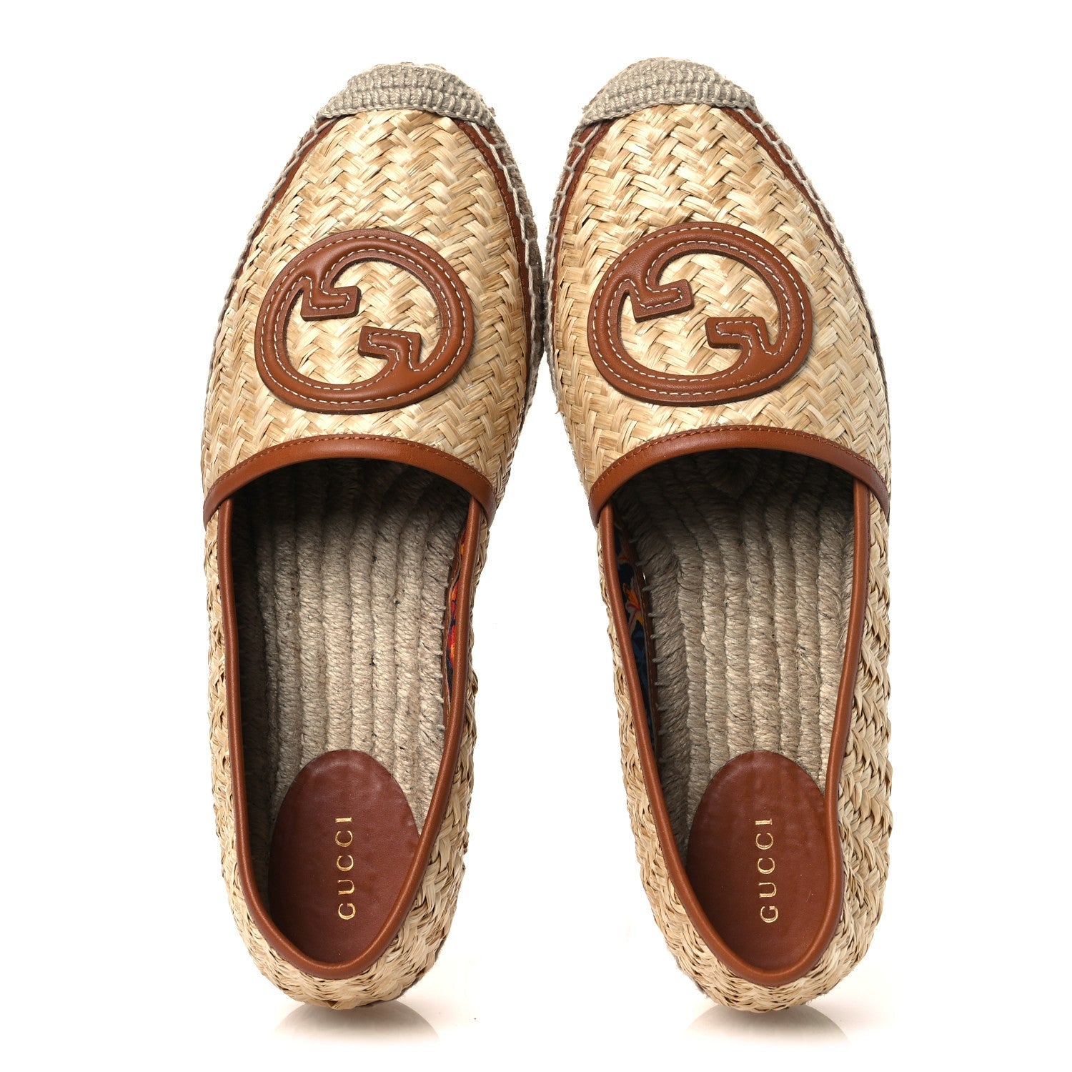 Raffia Harness Calfskin Interlocking G Adela Espadrilles 41 Palmi Naturale Harness Brown