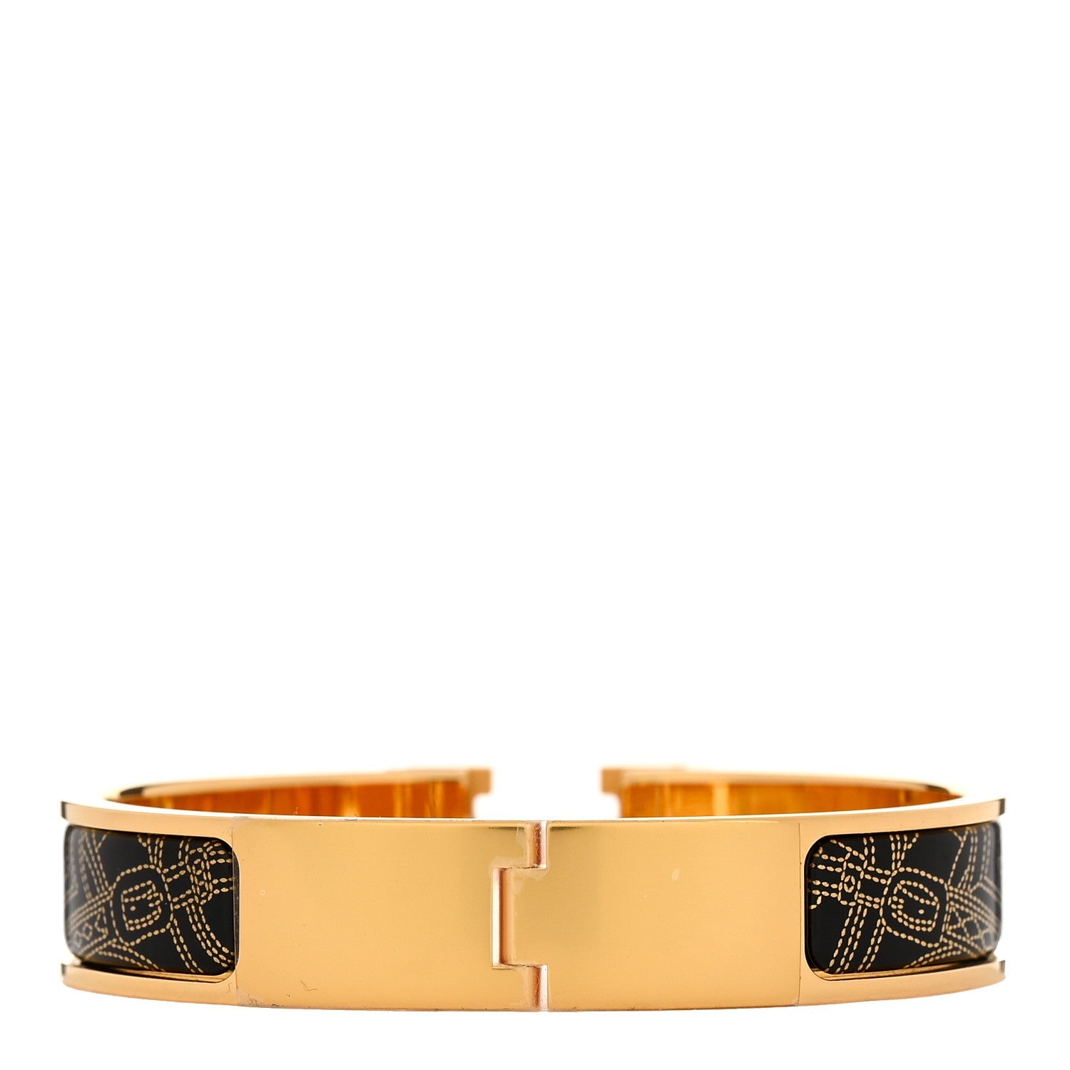 Enamel Printed Jour de Casting Narrow Clic Clac H Bracelet PM Jaune Or Black