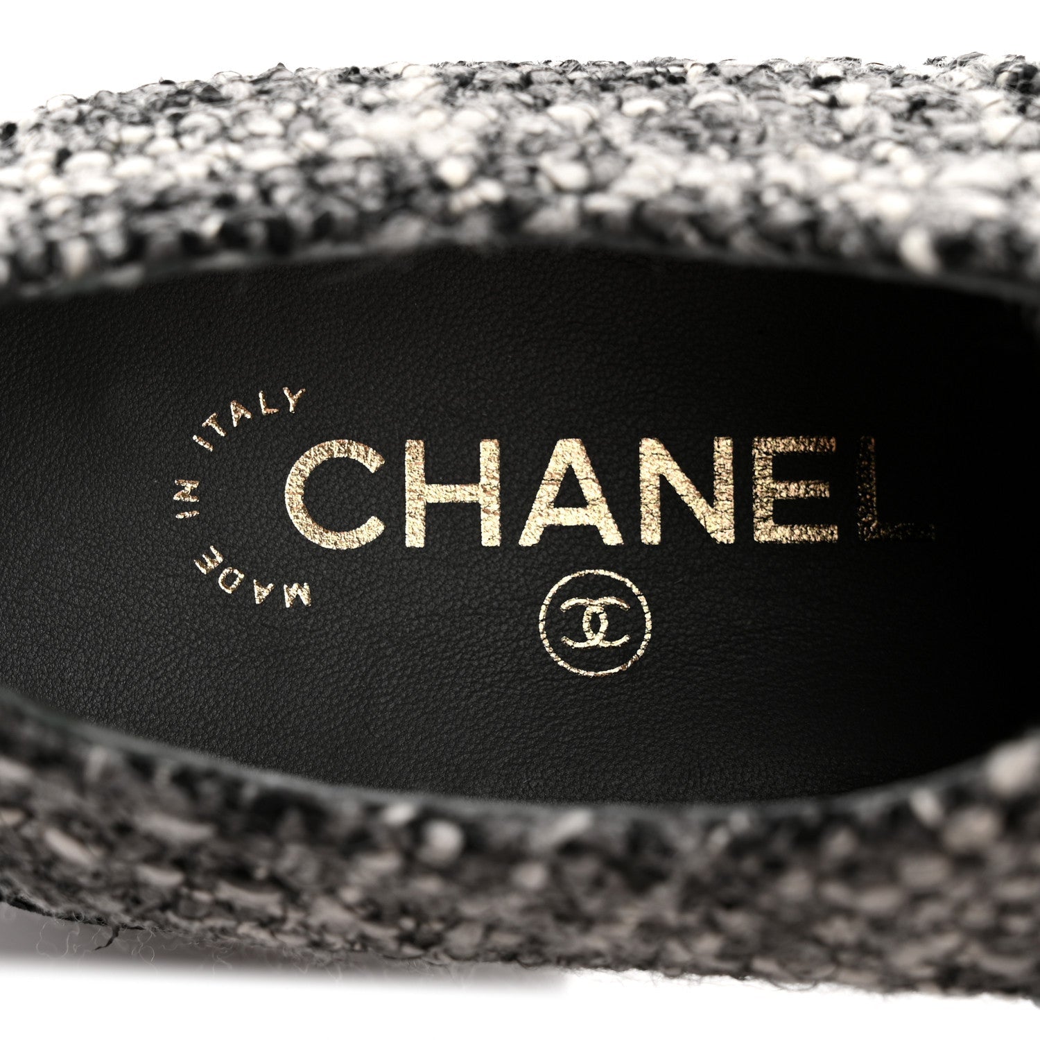 Tweed Suede CC Lace Up Oxfords 38.5 Grey Black