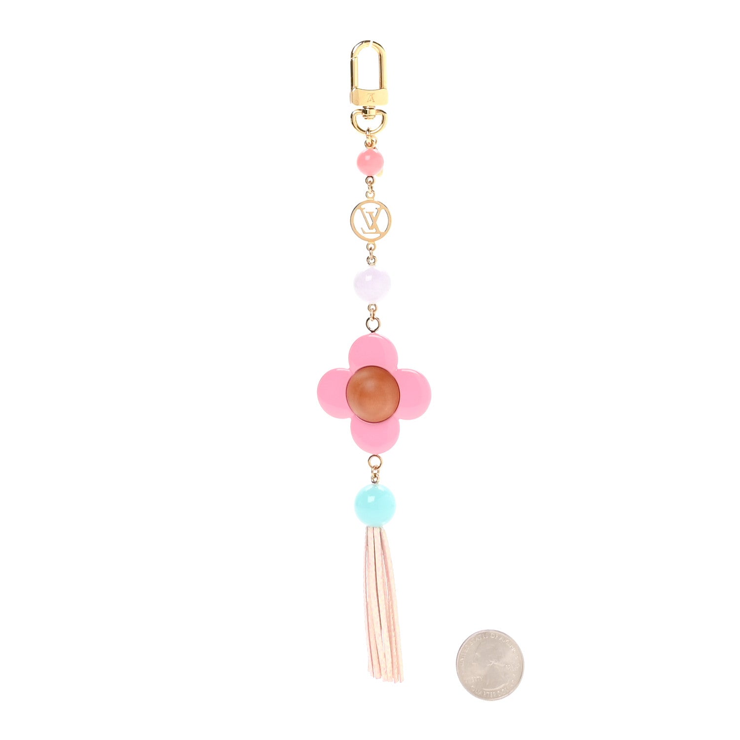 Resin Wood Vivienne Bag Charm Fuchsia Ecru White Caramel
