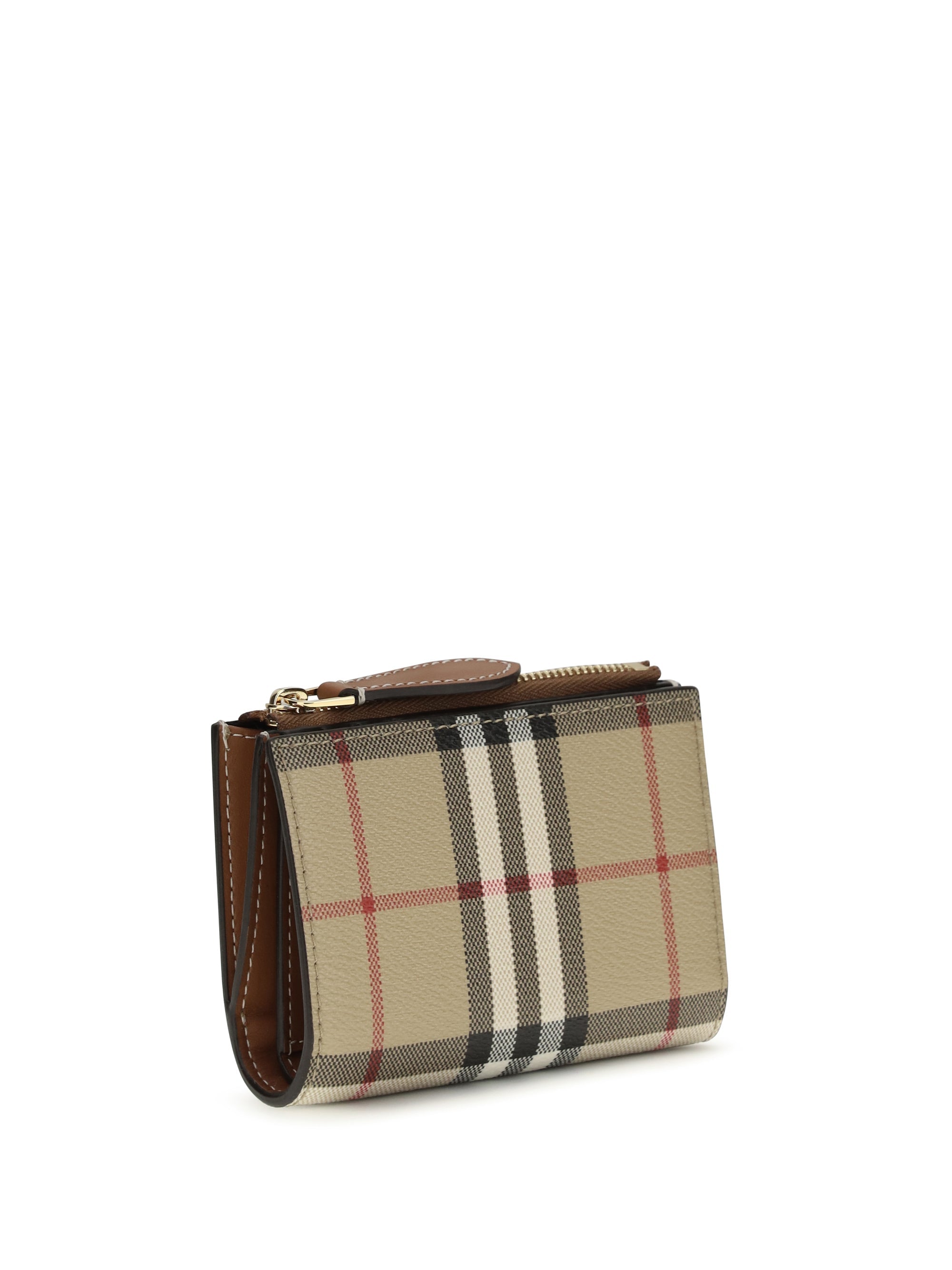 check printed canvas wallet