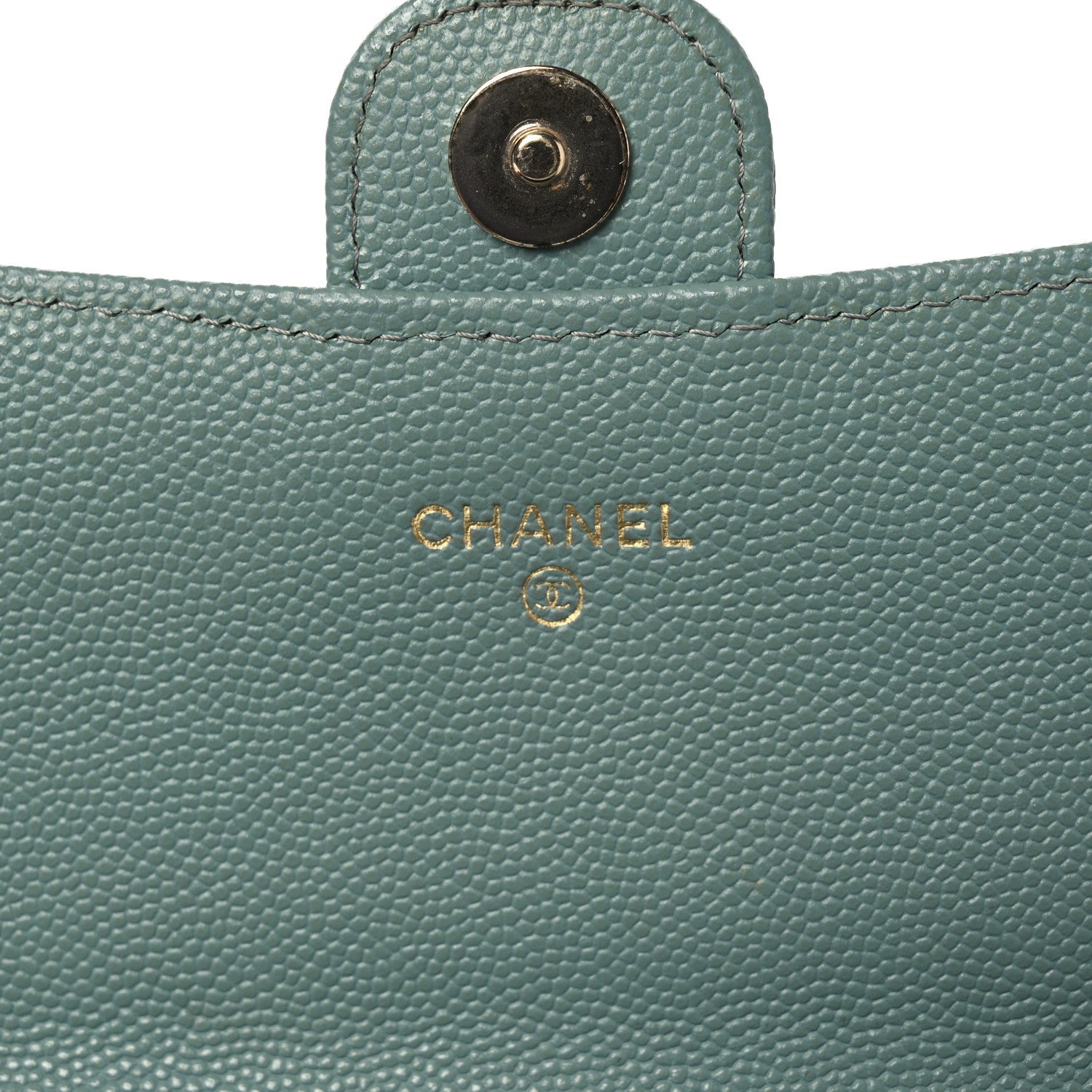 Caviar Quilted Phone Holder Wallet on Removable Chain Light Blue