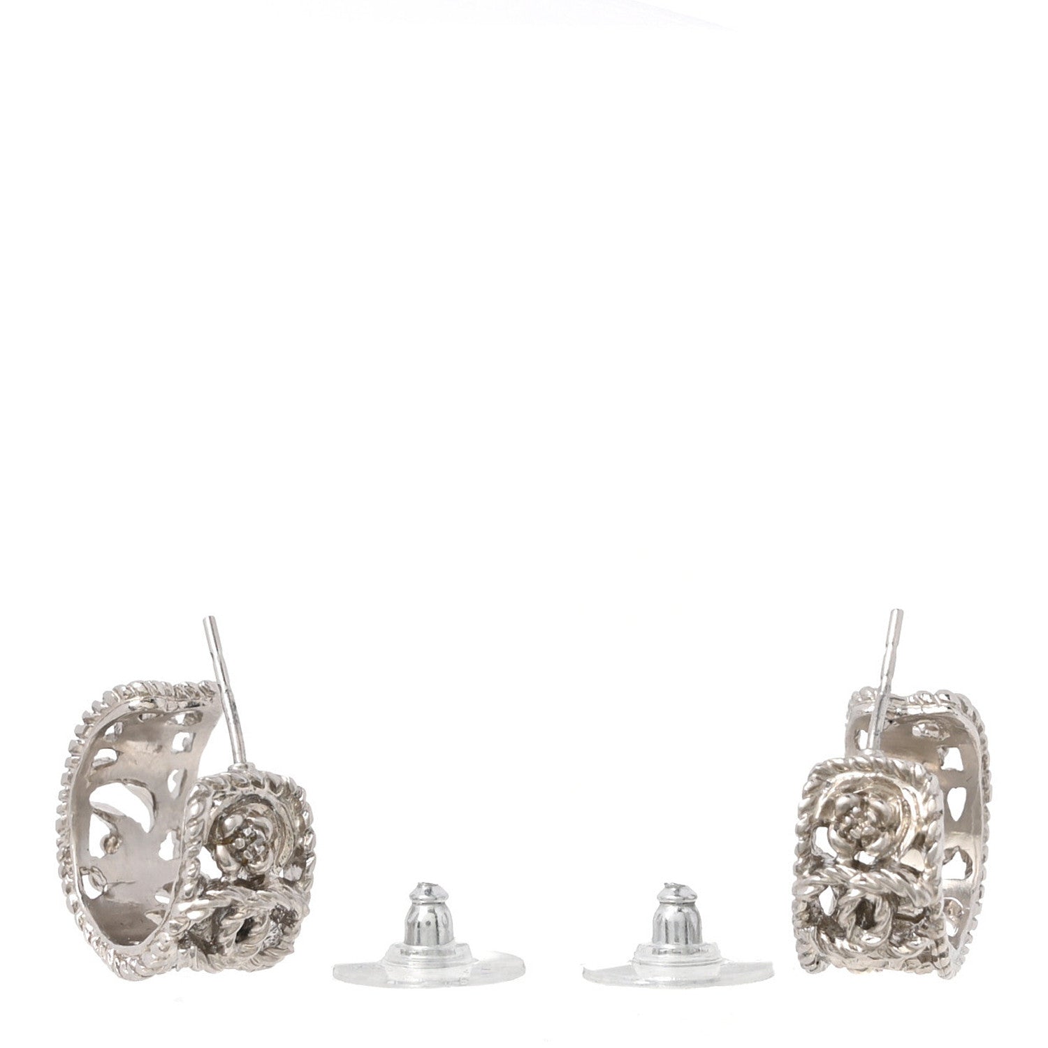 CC Camellia Hoop Earrings Silver