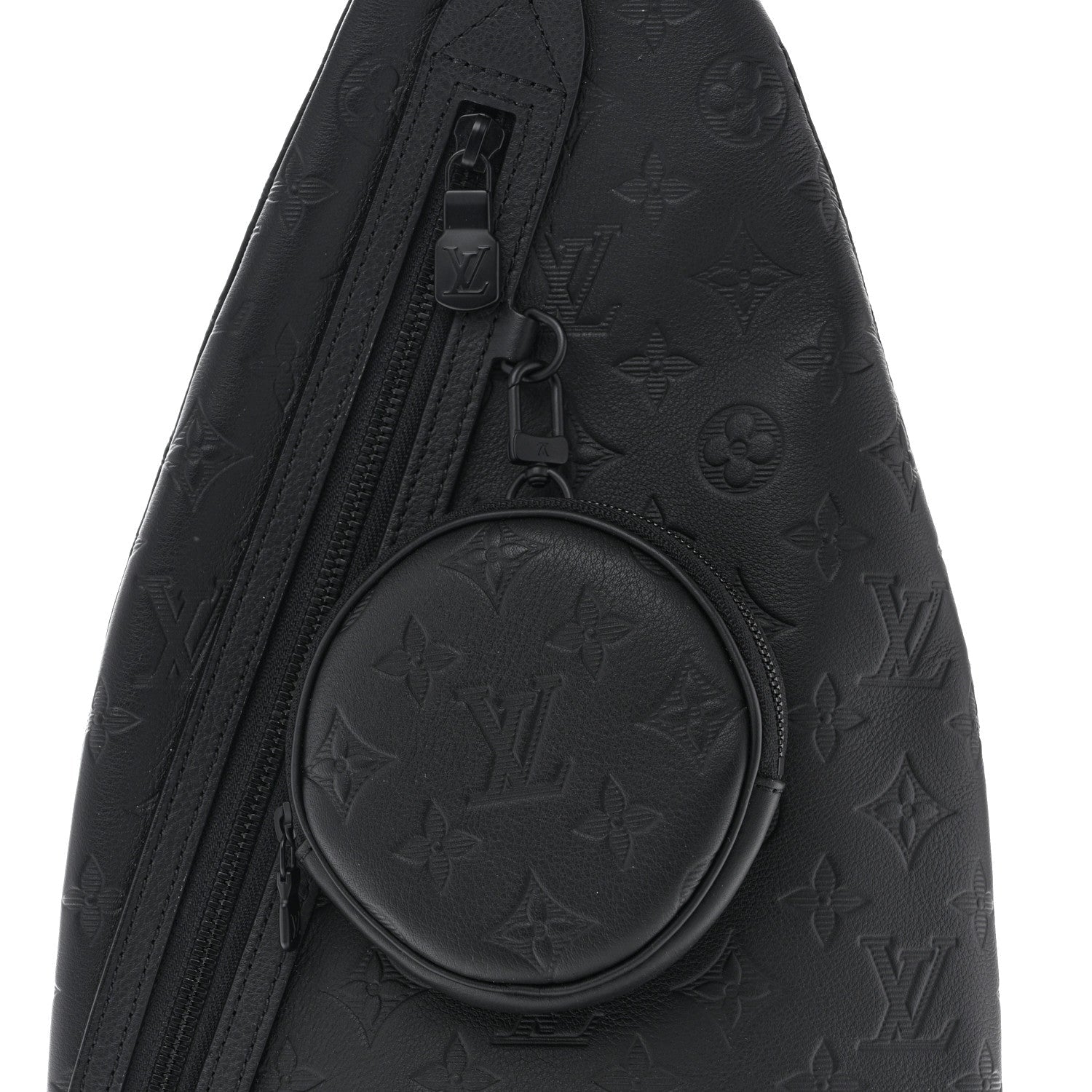 Calfskin Shadow Monogram Duo Slingbag Black