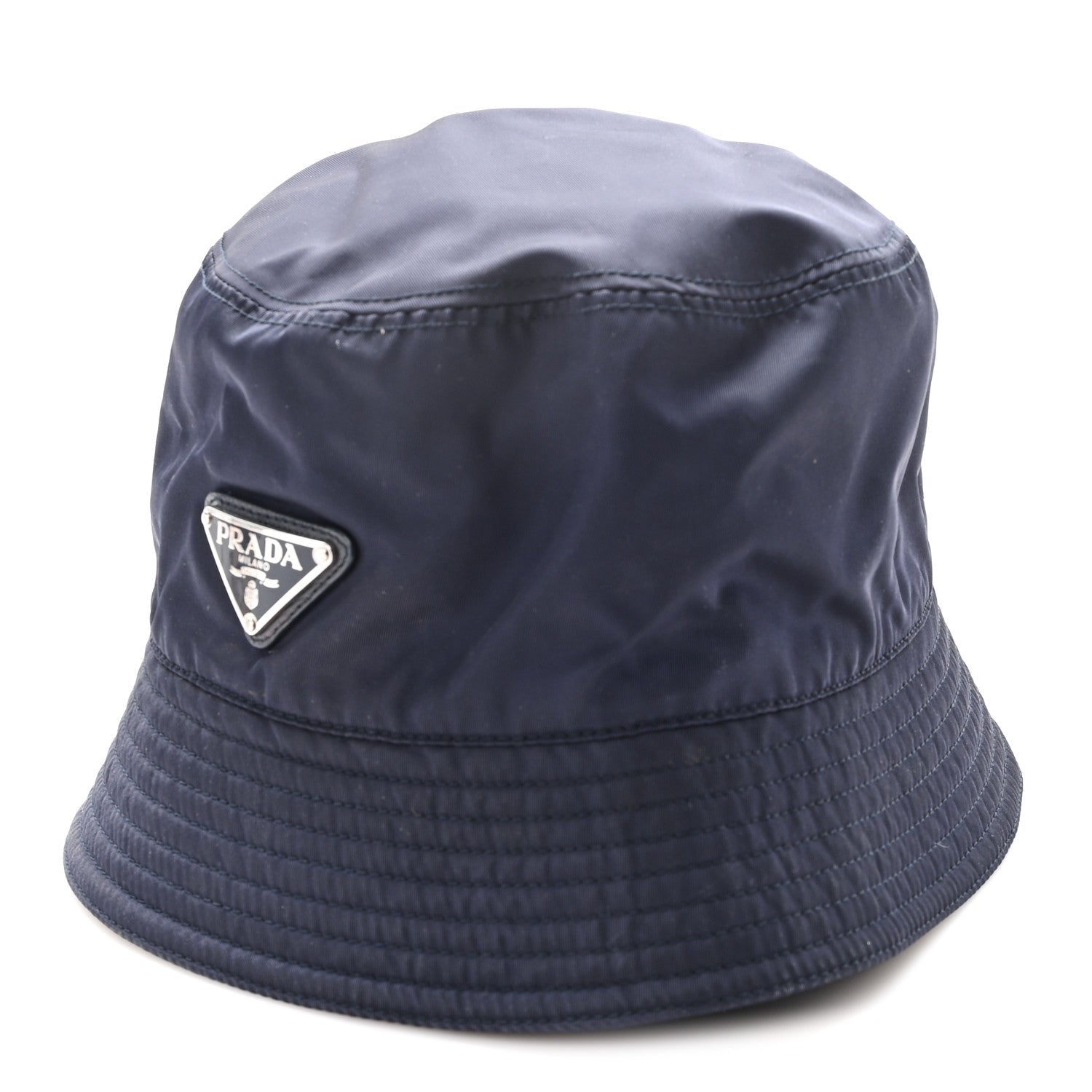 Re-Nylon Metal Triangle Logo Womens Bucket Hat XL Black