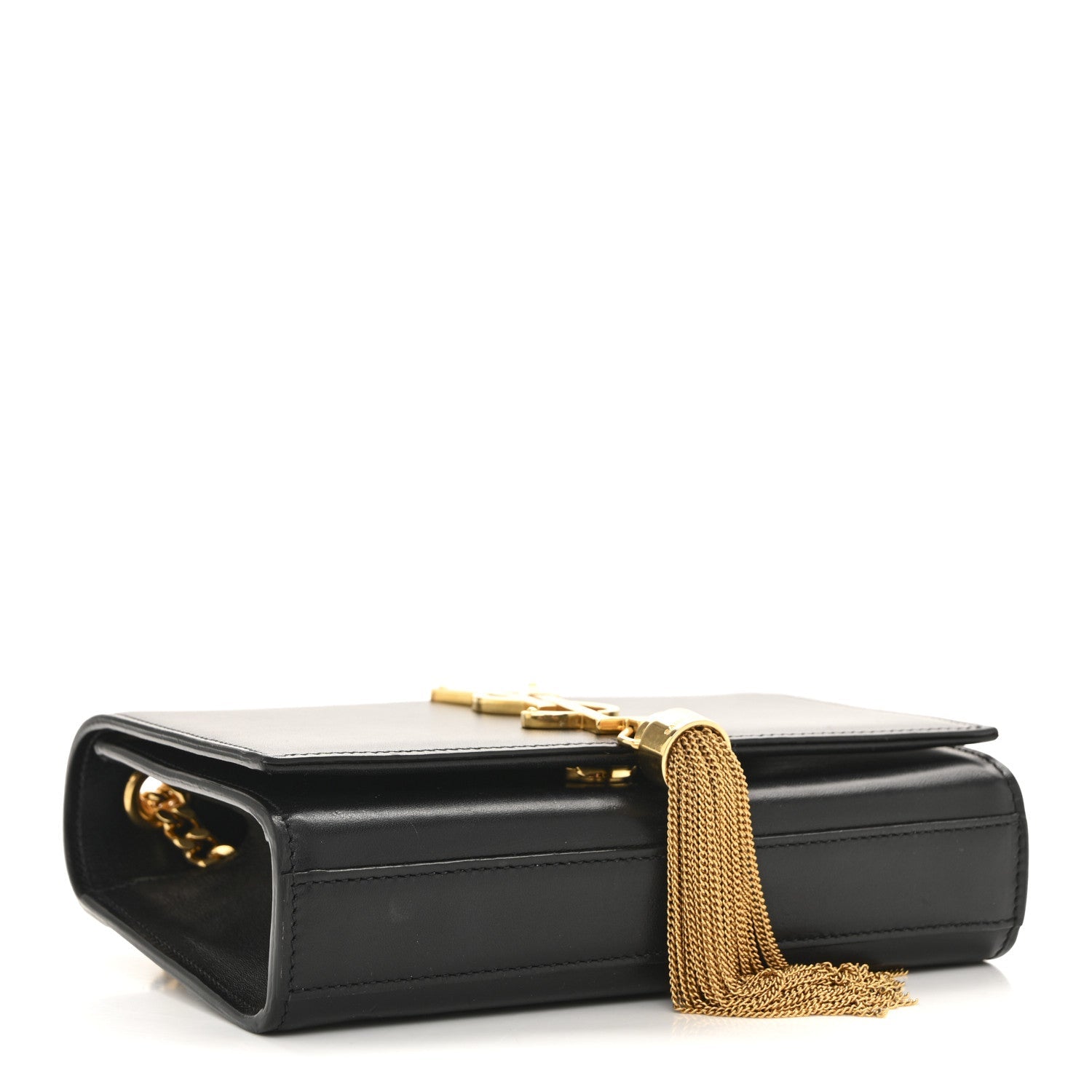 Calfskin Small Classic Monogram Kate Tassel Satchel Black