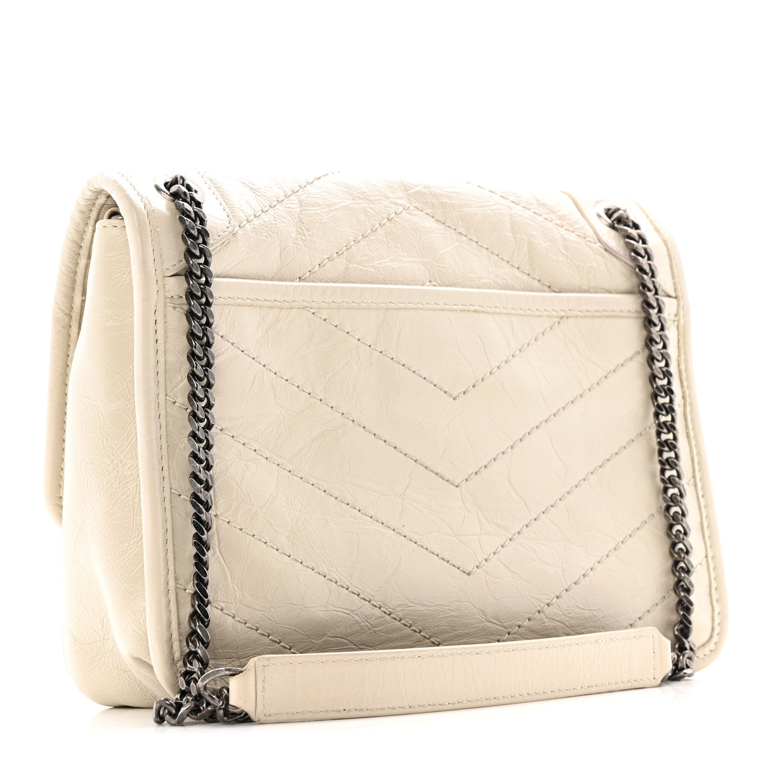 Crinkled Calfskin Matelasse Monogram Baby Niki Chain Satchel Crema Soft