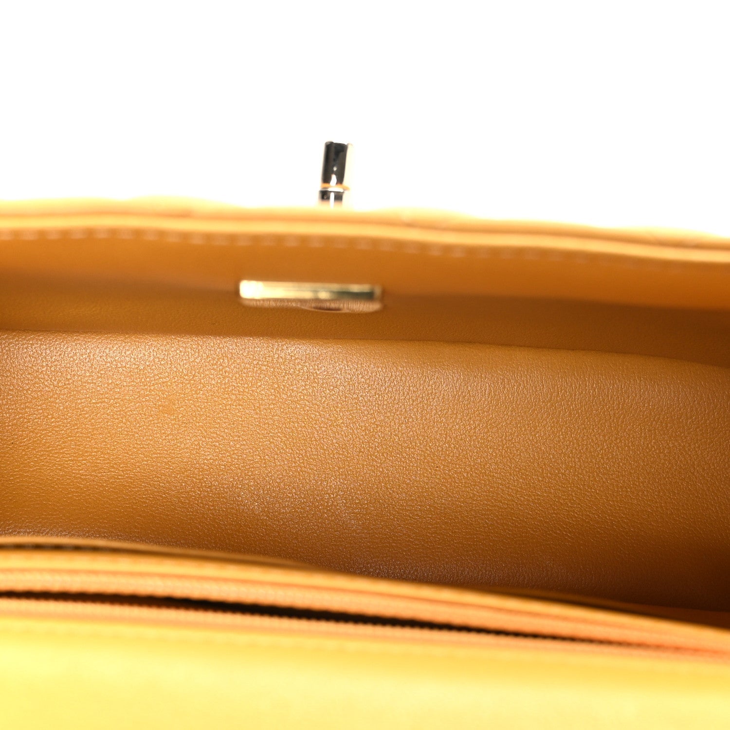 Lambskin Quilted Mini Top Handle Rectangular Flap Yellow
