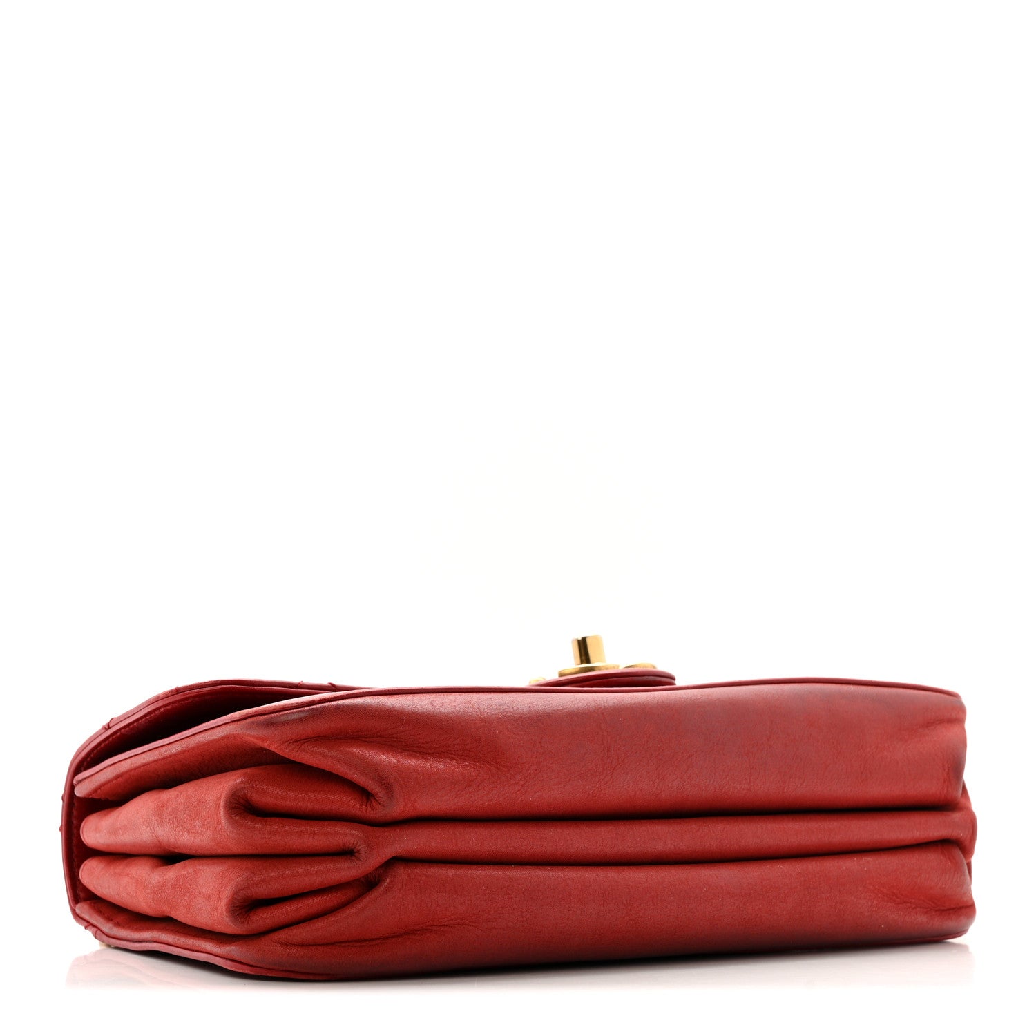 Iridescent Calfskin Quilted Small Straight Lined Flap Red