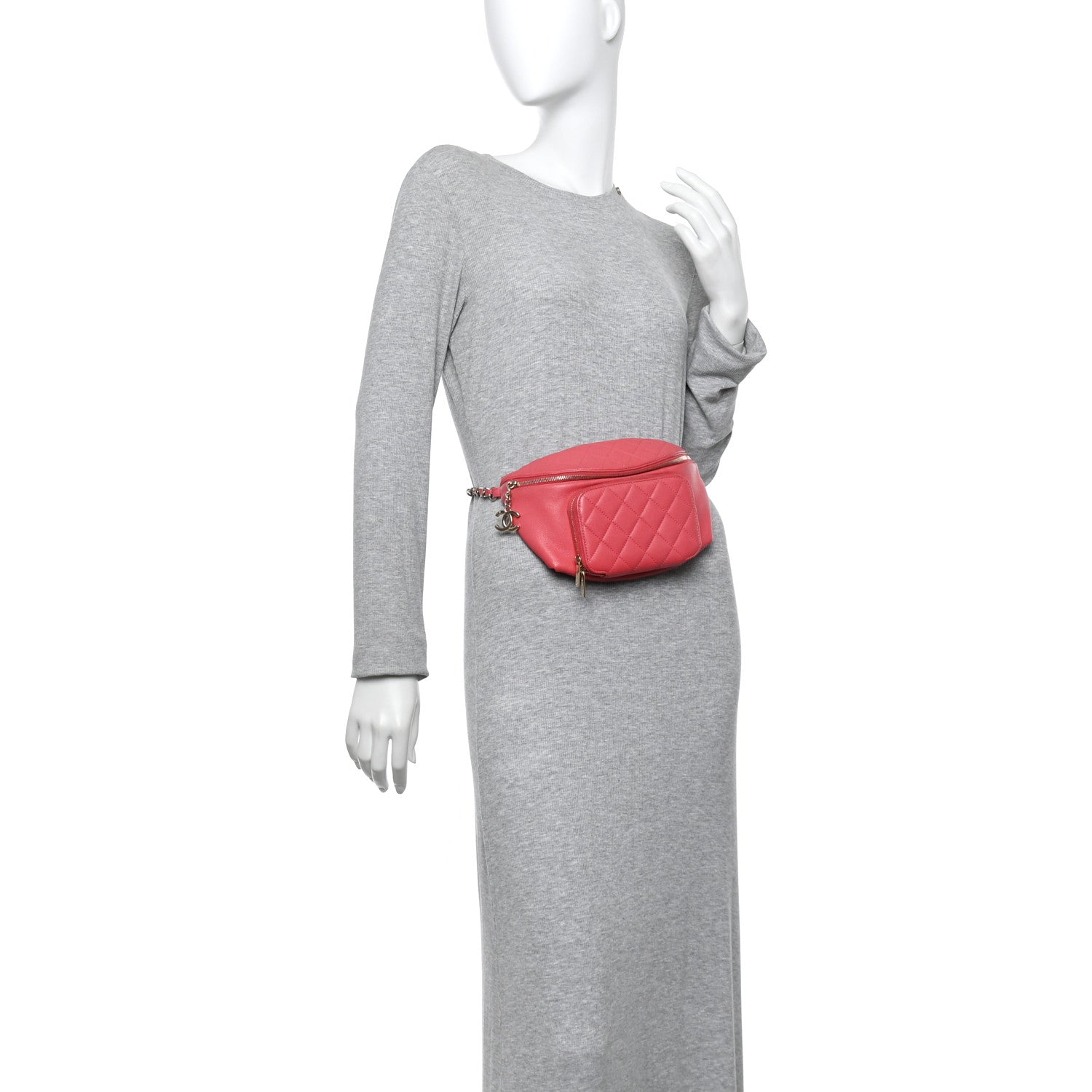 Caviar Quilted Business Affinity Waist Belt Bag Pink