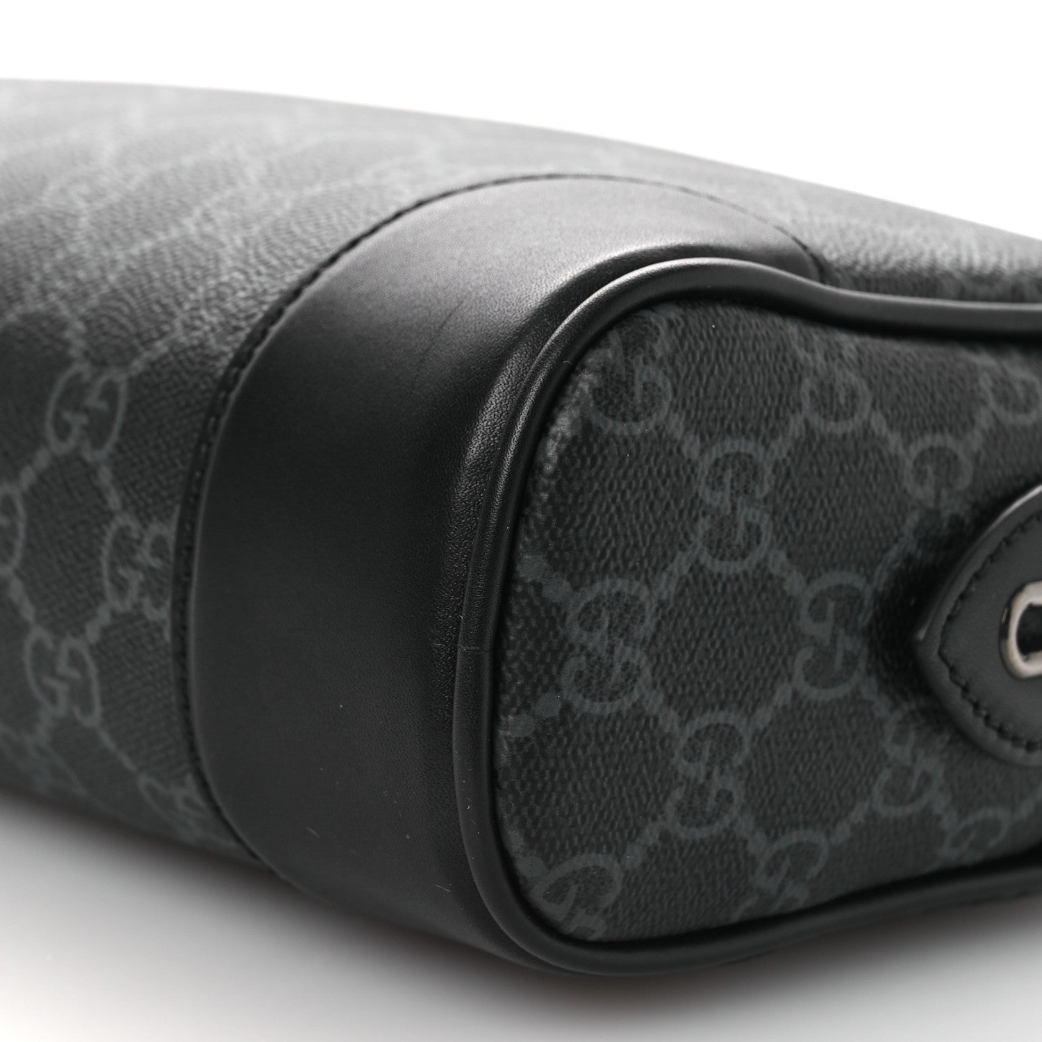 GG Supreme Monogram Textured Calfskin Emblem Small Crossbody Black