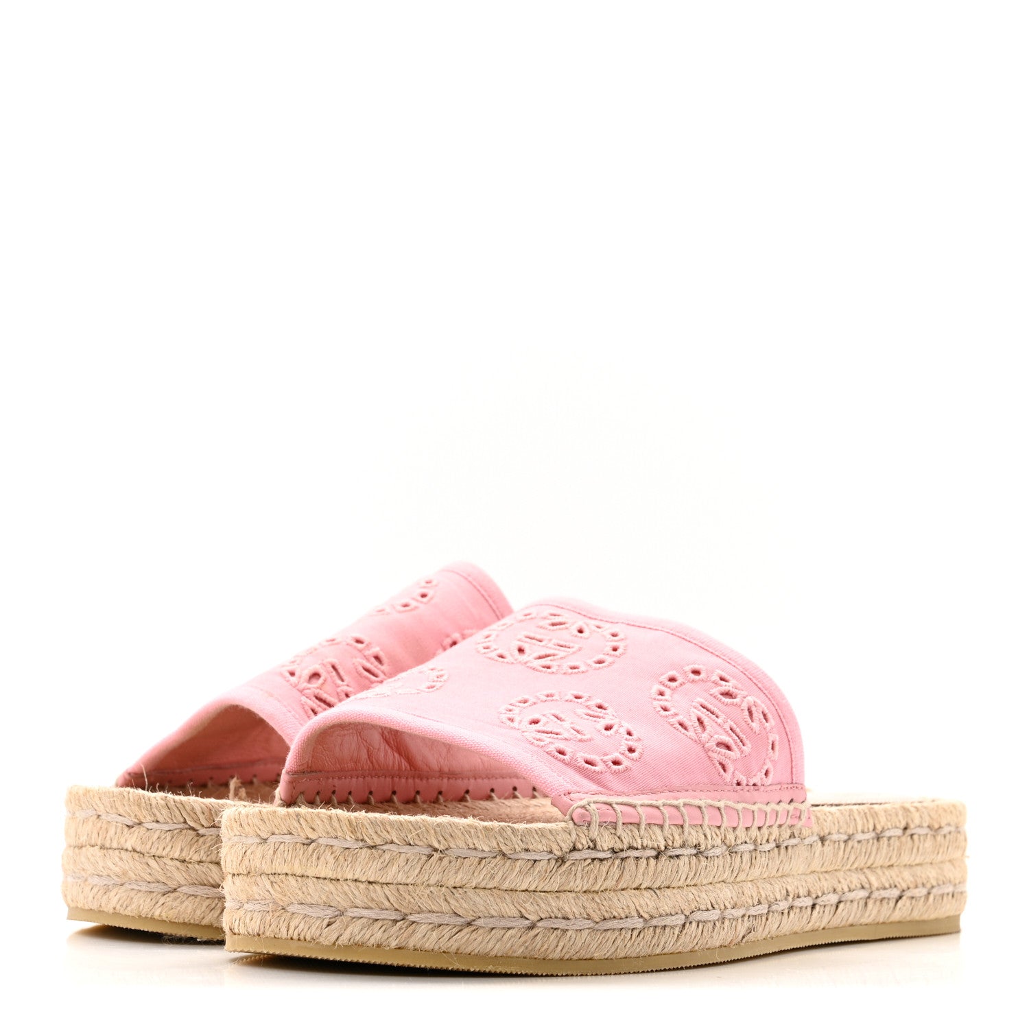 Canvas Interlocking G Damita Espadrille Sandals 37.5 Wild Rose