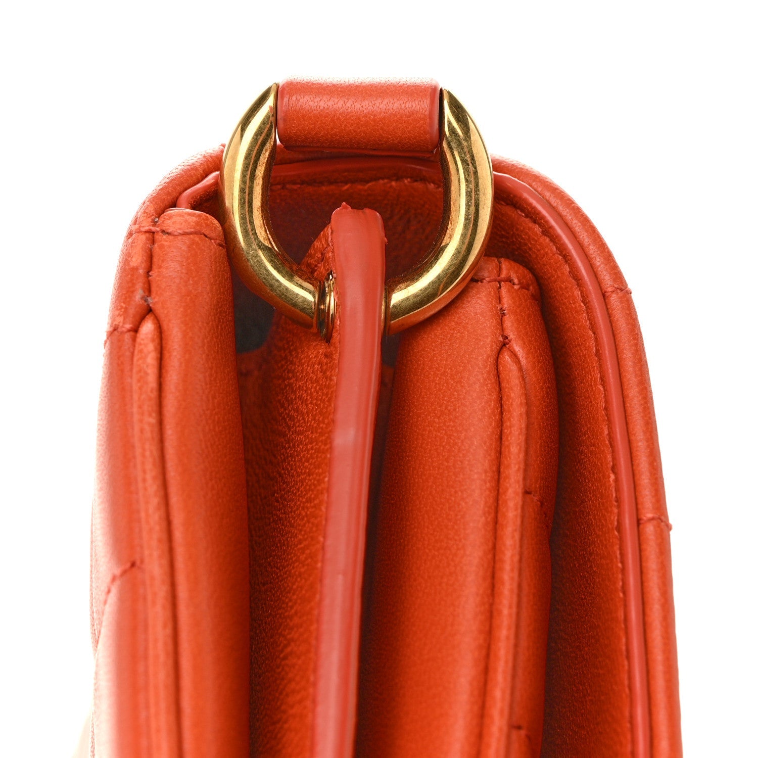 Lambskin Carre Quilted Le Maillon Satchel Orange