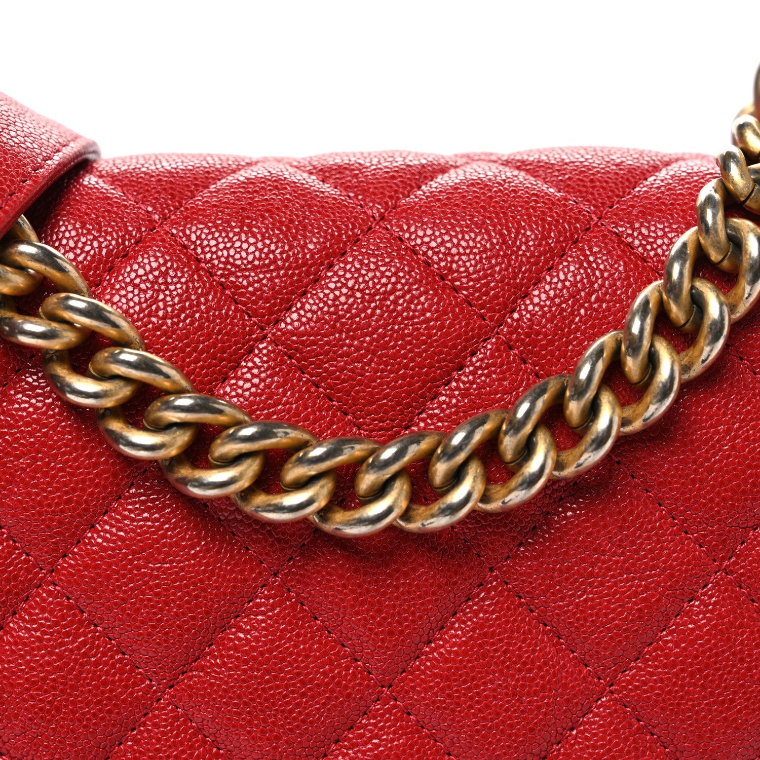 Caviar Quilted North South Boy Flap Red