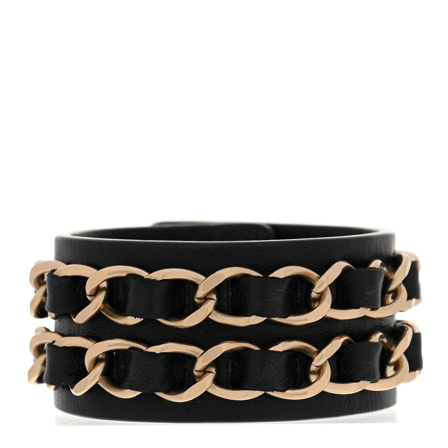 Lambskin CC Chain Turnlock Bracelet Black