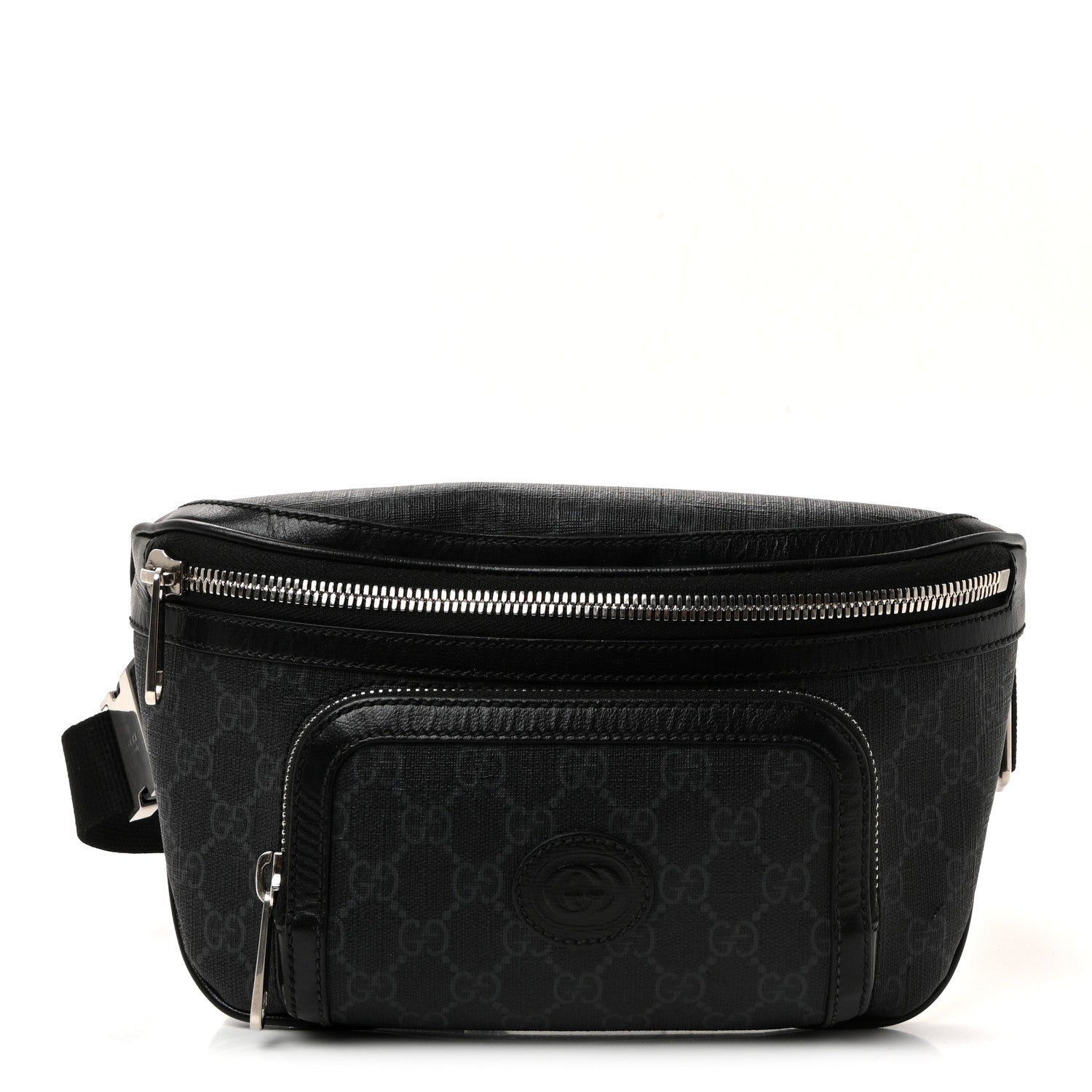 GG Supreme Monogram Textured Calfskin Retro Interlocking G Belt Bag Black