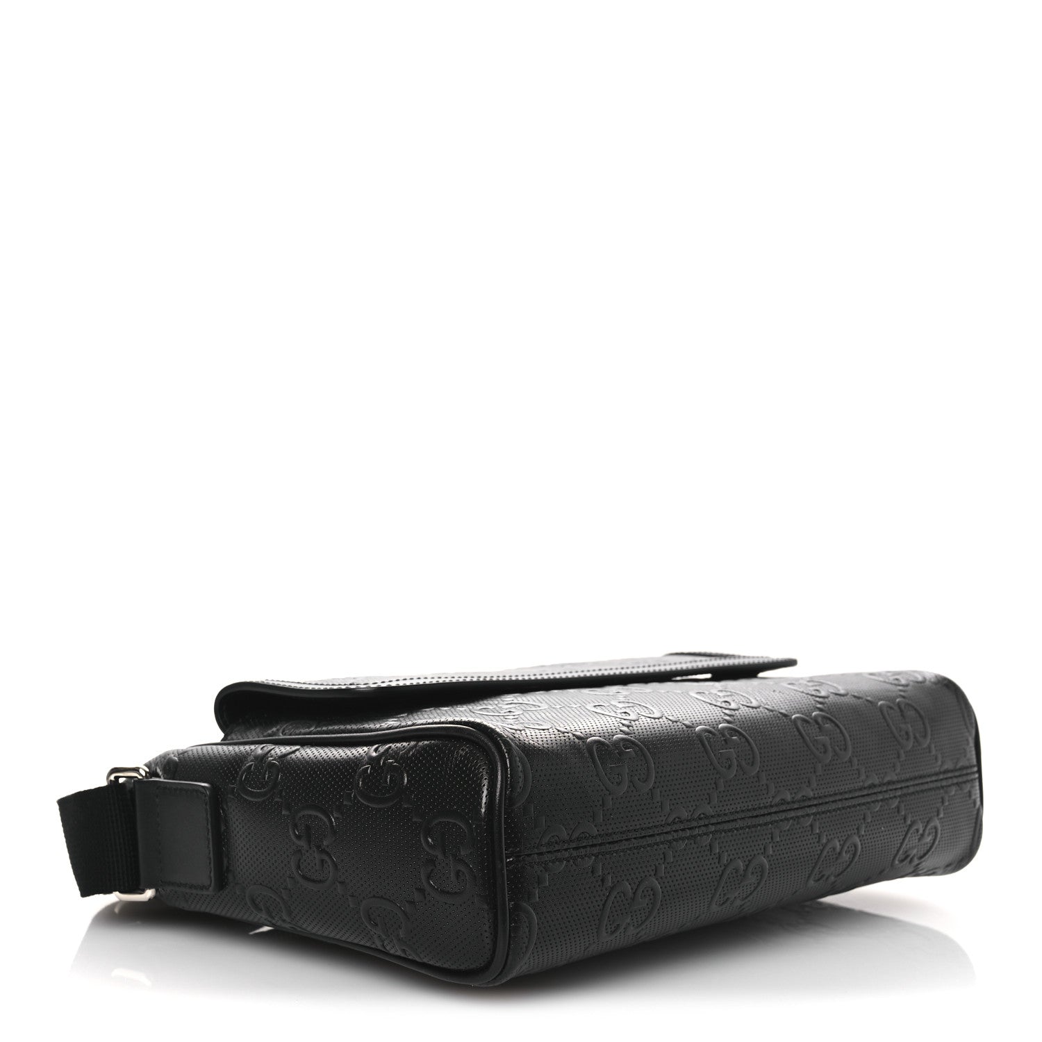 Calfskin GG Tennis Embossed Shoulder Bag Black