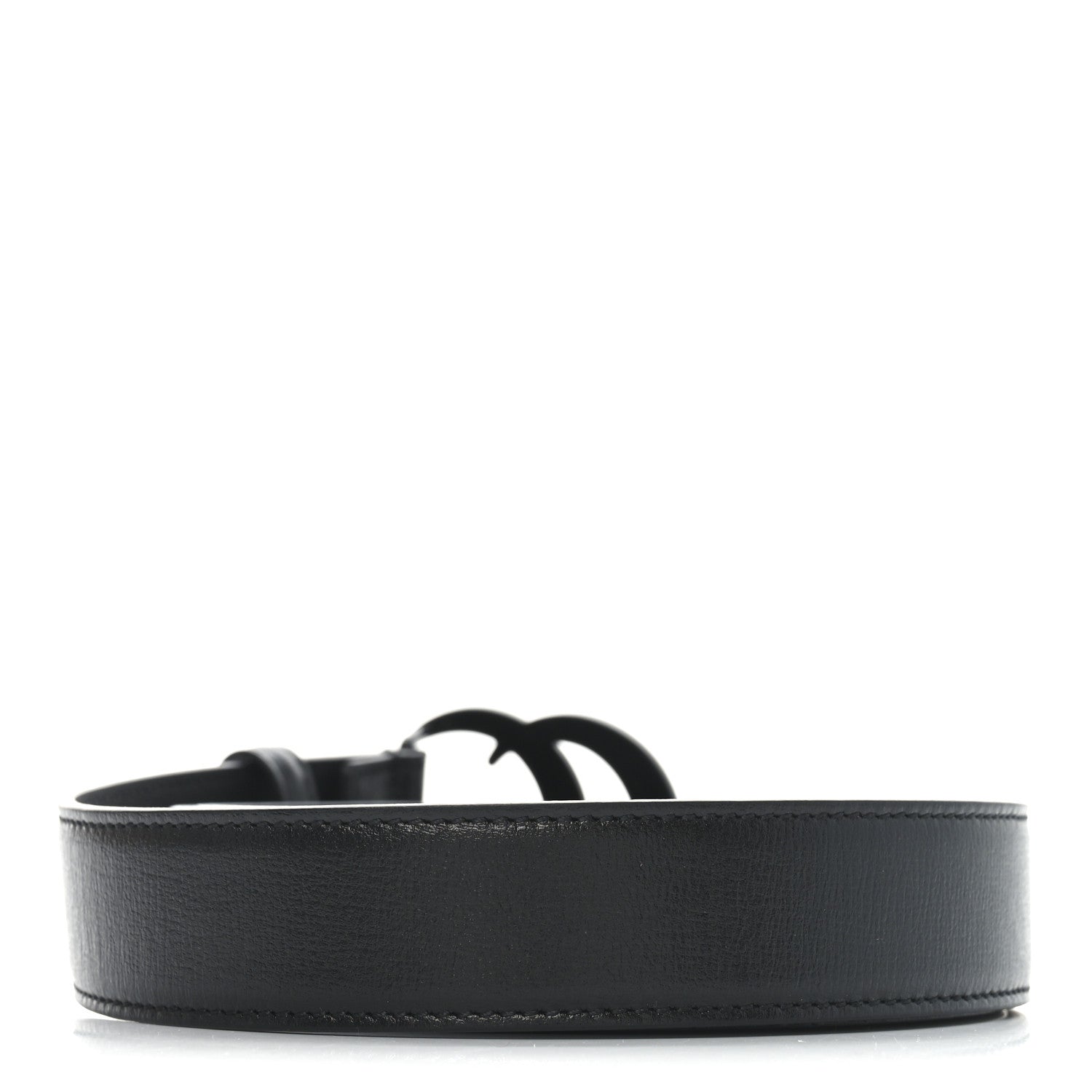 Azalea Calfskin Enamel Monochrome Double G 30mm Belt 105 42 Black
