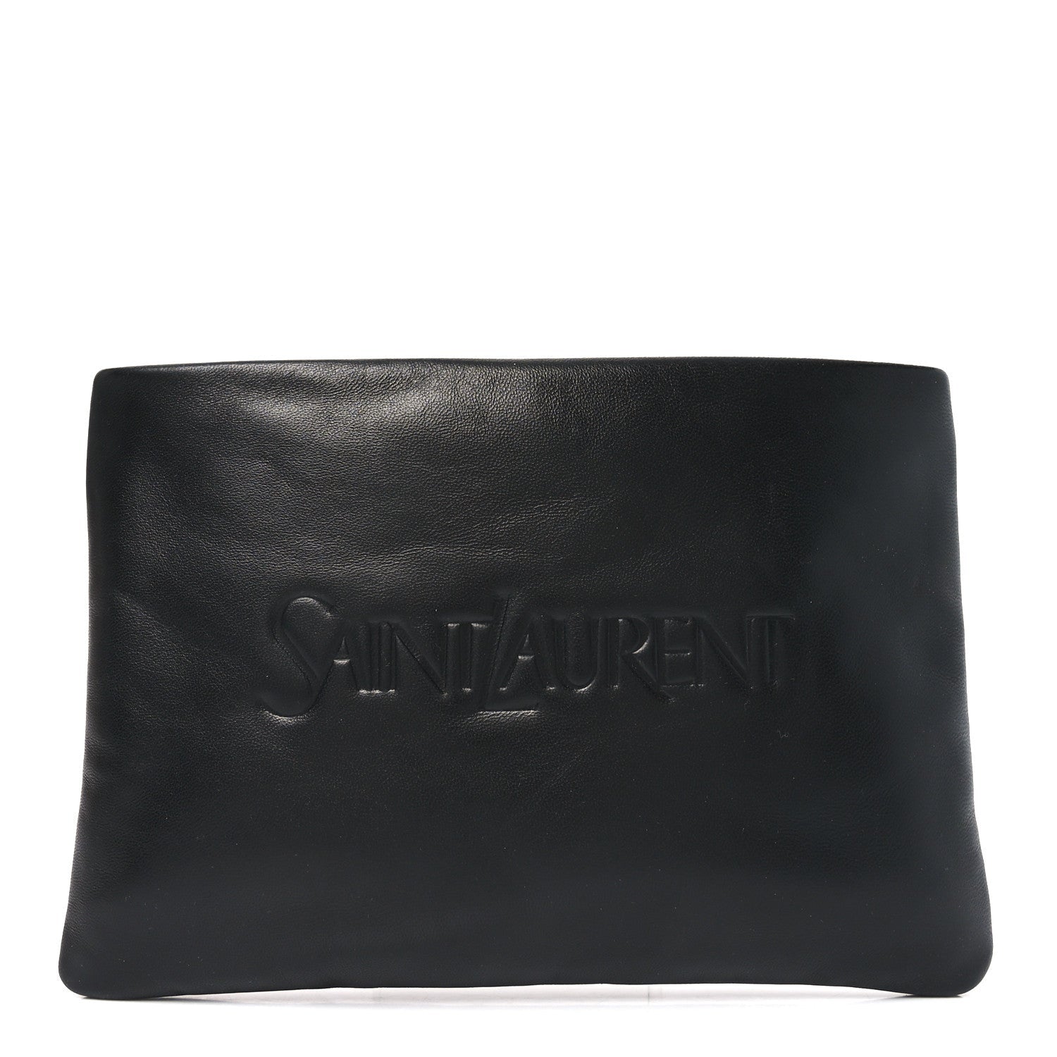 Lambskin Small Puffy Pouch Black