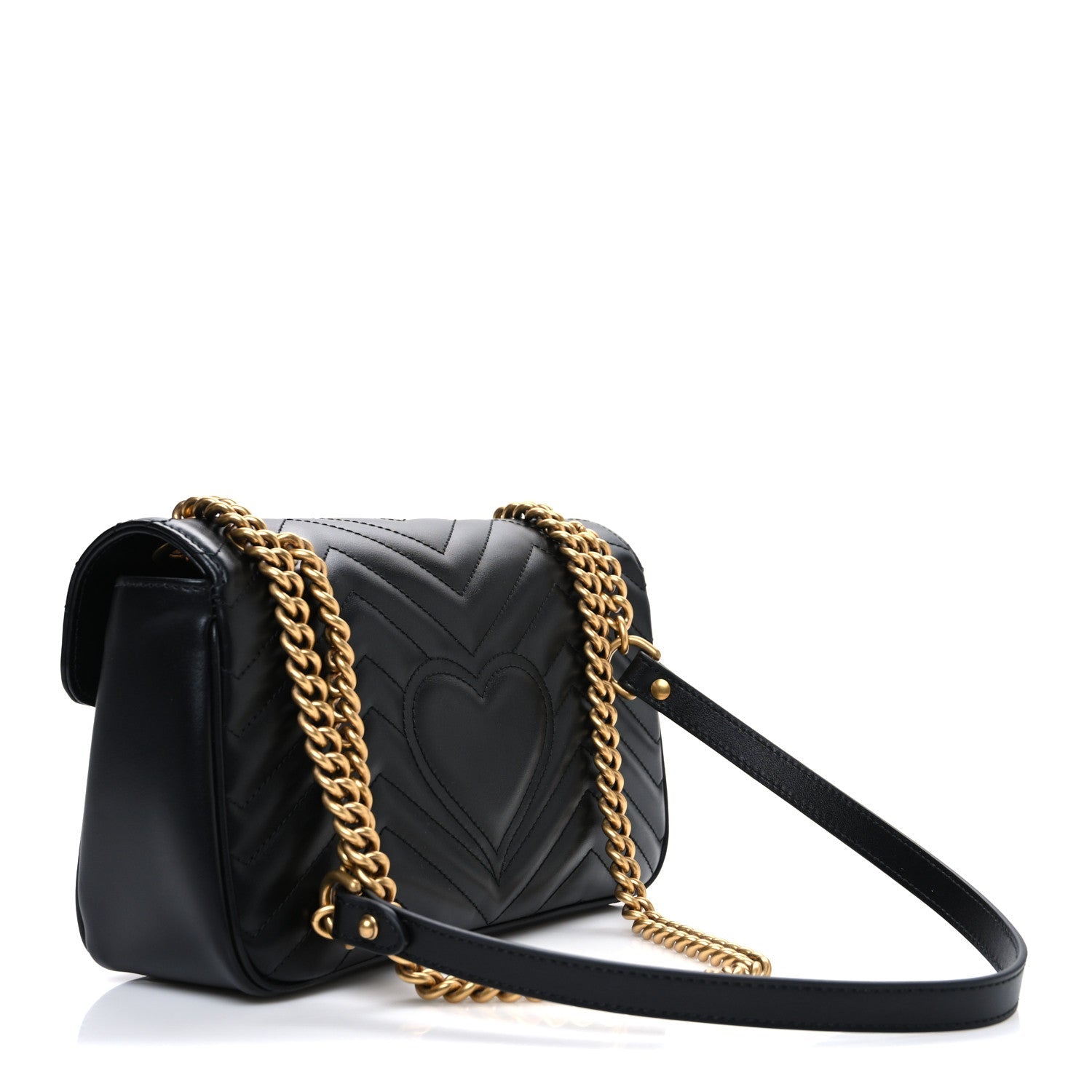 Calfskin Matelasse Small GG Marmont Shoulder Bag Black