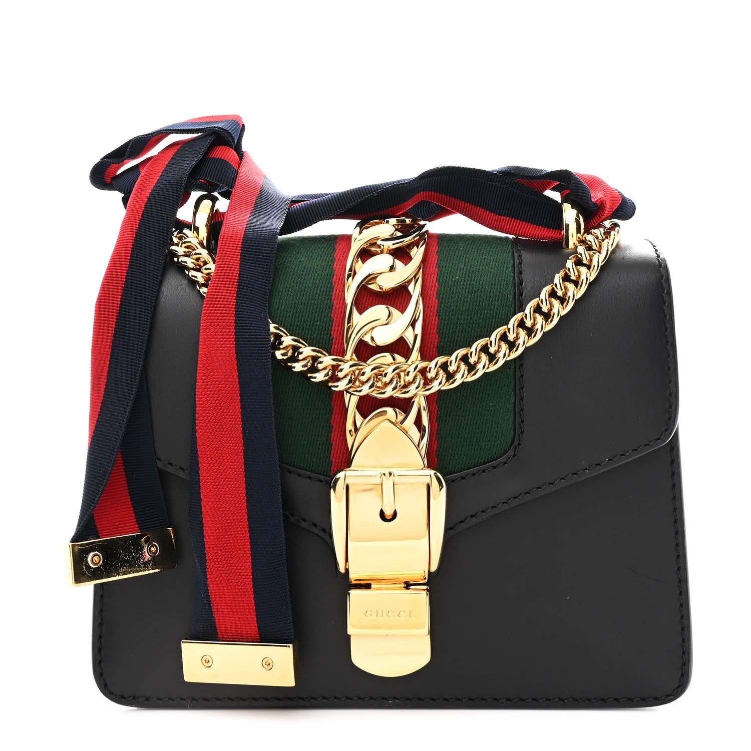 Calfskin Mini Sylvie Chain Shoulder Bag Black