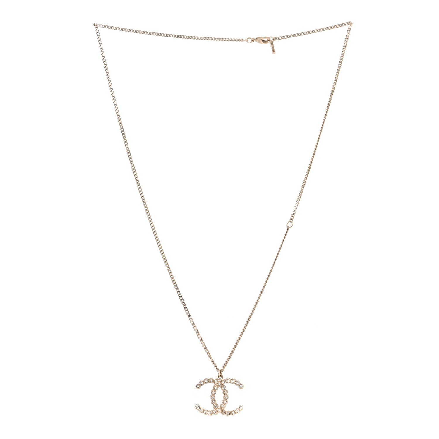 Crystal CC Pendant Necklace Gold
