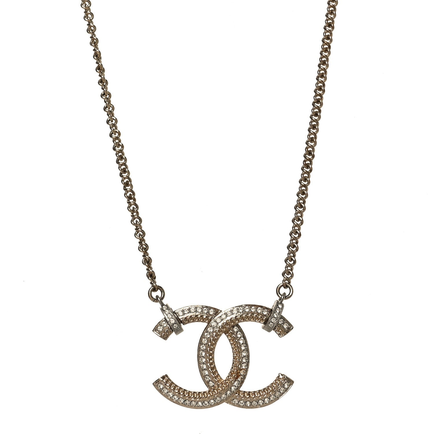 Crystal CC Pendant Necklace Gold
