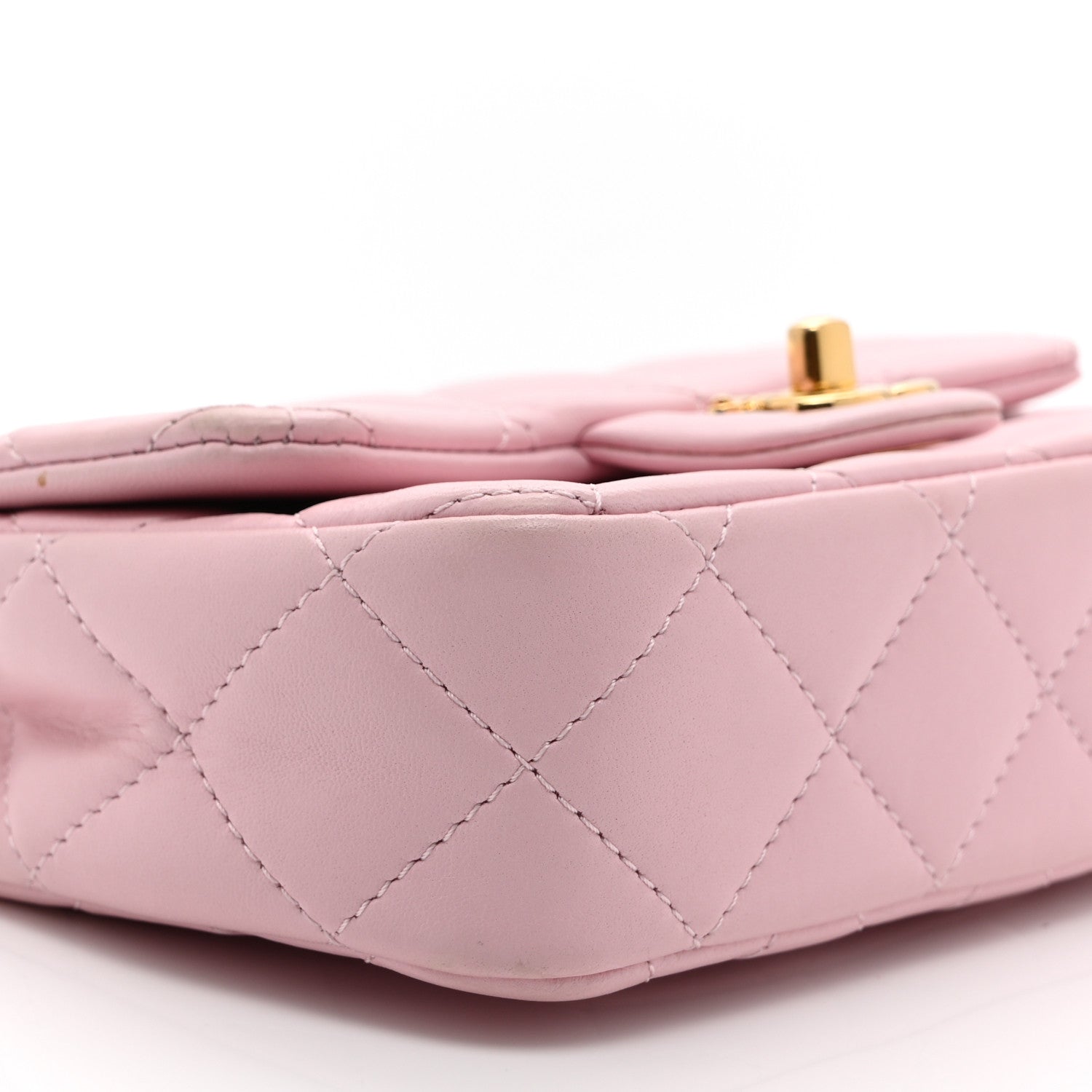 Lambskin Resin Quilted Top Handle Mini Flap Pink
