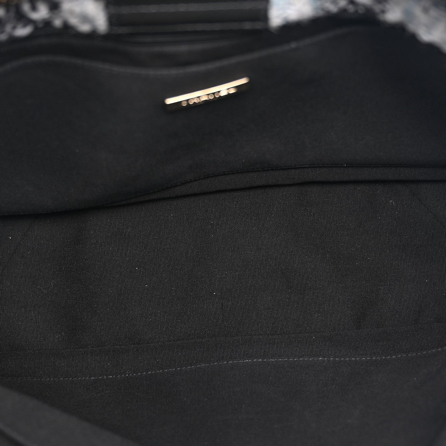Tweed Shearling Quilted Lambskin Shopping Tote  Black Grey
