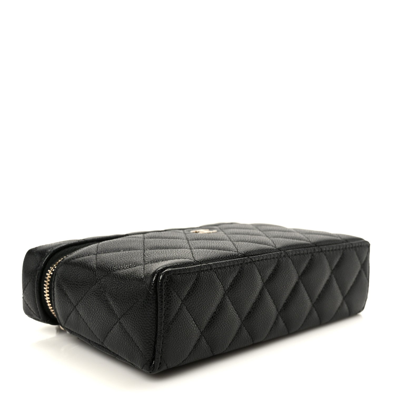 Caviar Quilted Top Handle Slim Vanity With Chain Black