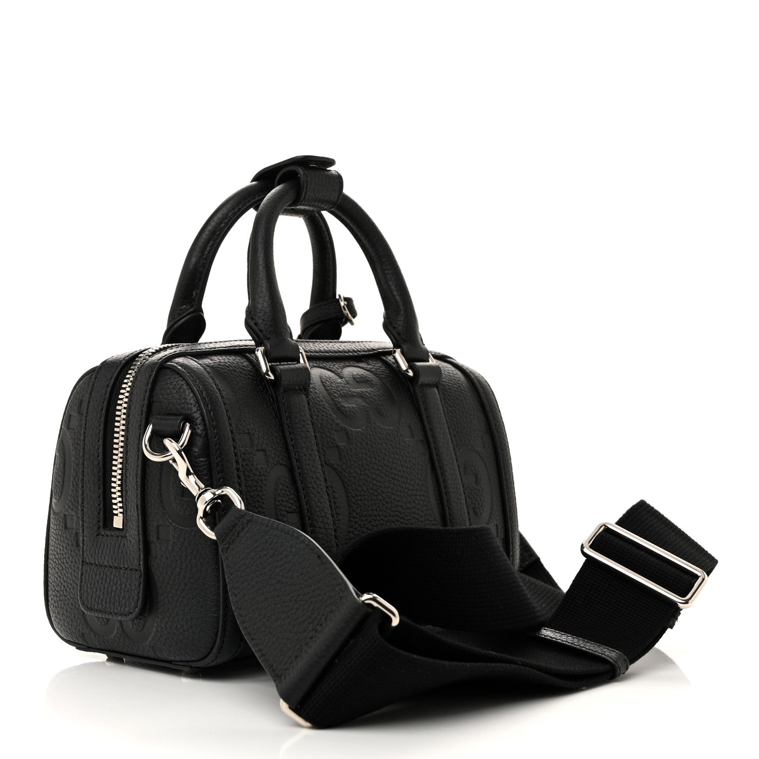 Piuma Calfskin Jumbo GG Embossed Mini Duffle Bag Black