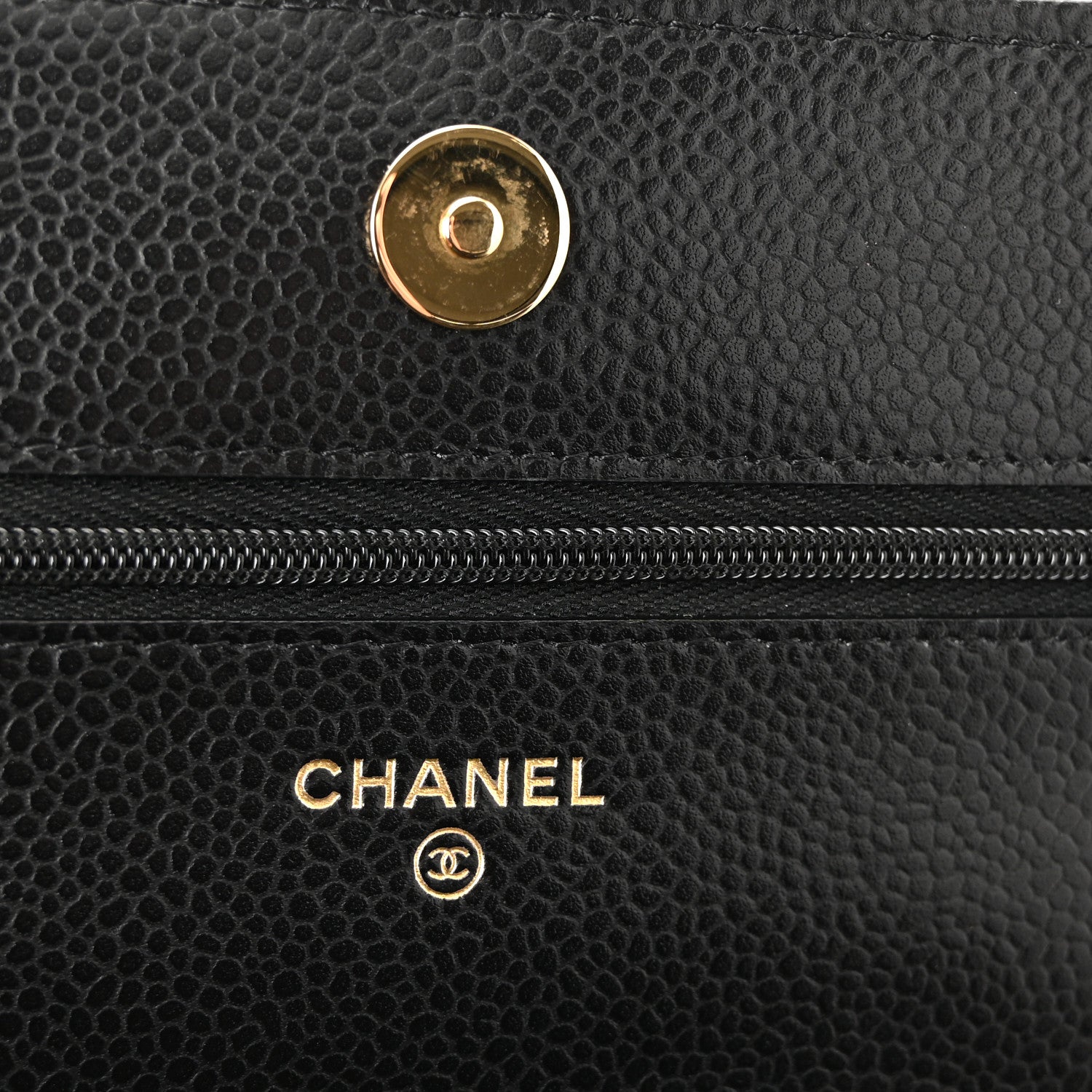 Caviar Quilted Wallet On Chain WOC Black