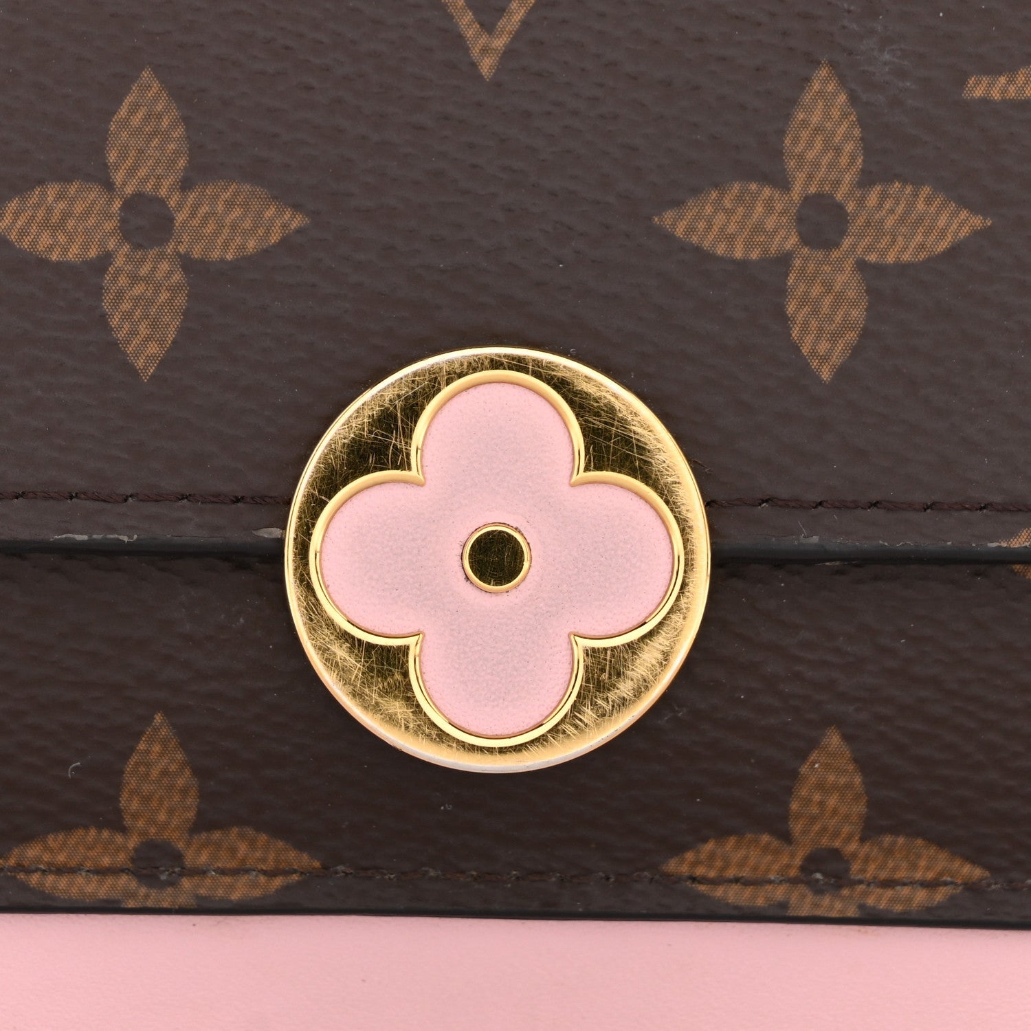 Monogram Flore Chain Wallet Rose Ballerine