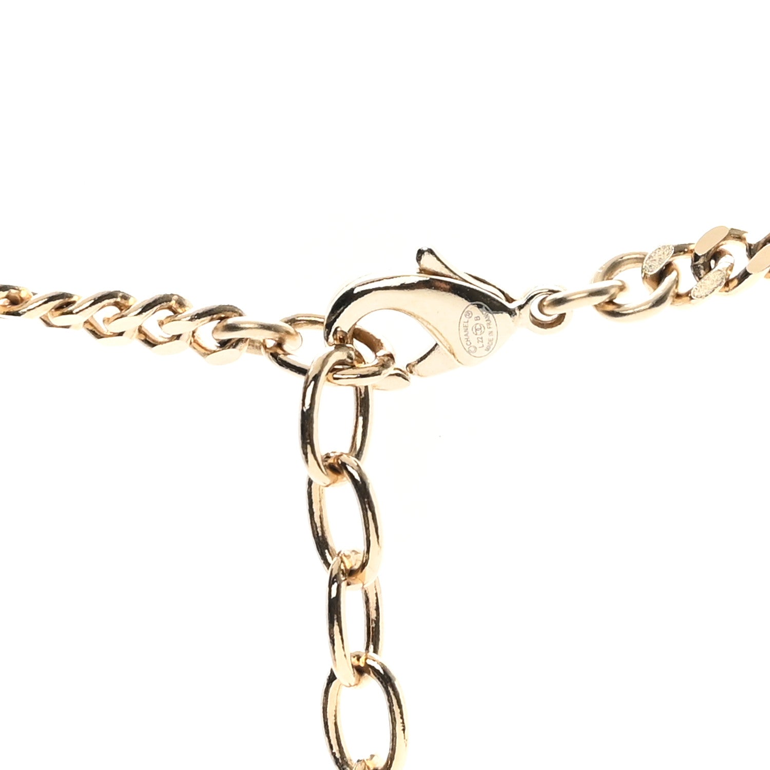 Crystal Pearl Resin CC Chain Necklace Gold Pearly White Black