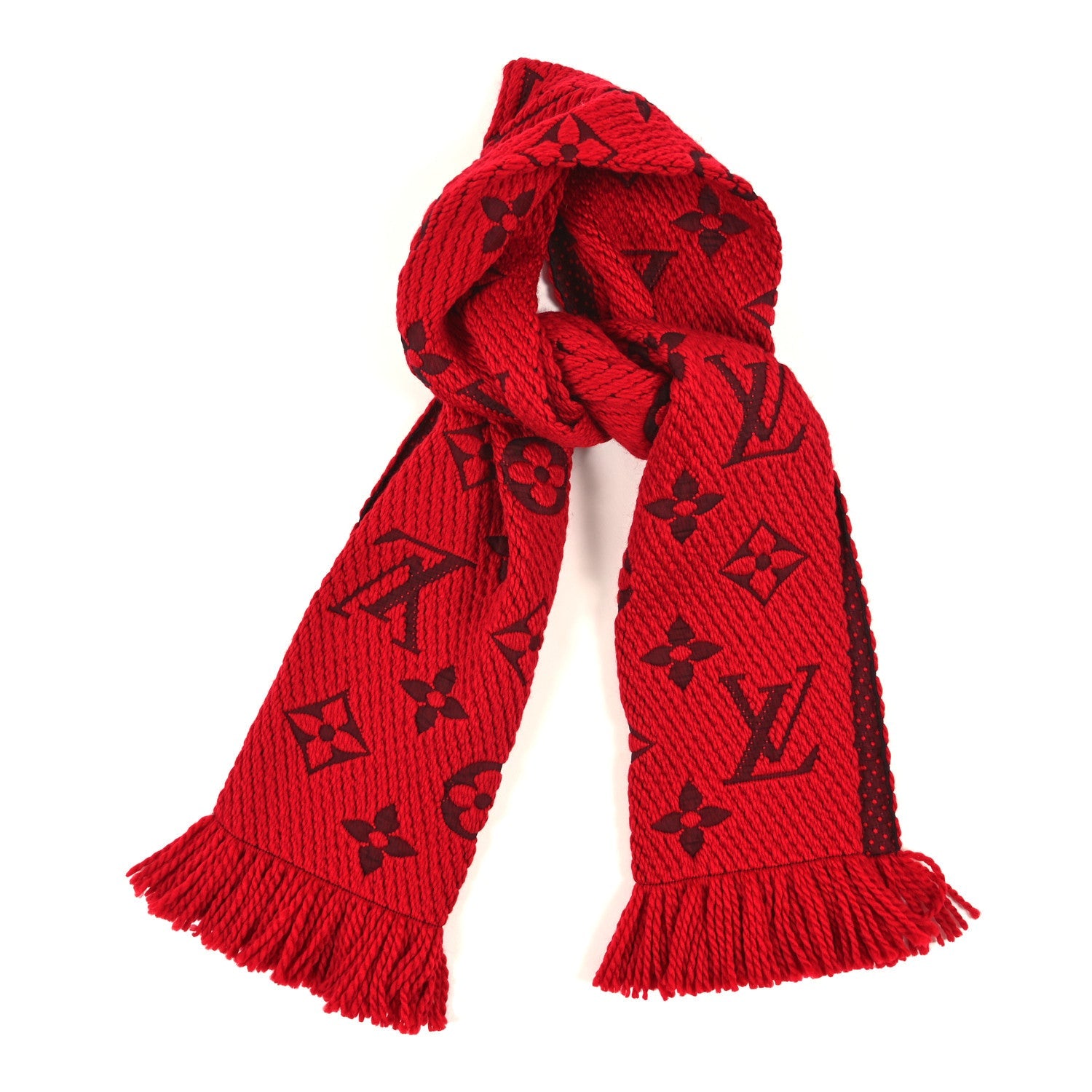 Wool Silk Logomania Scarf Rubis
