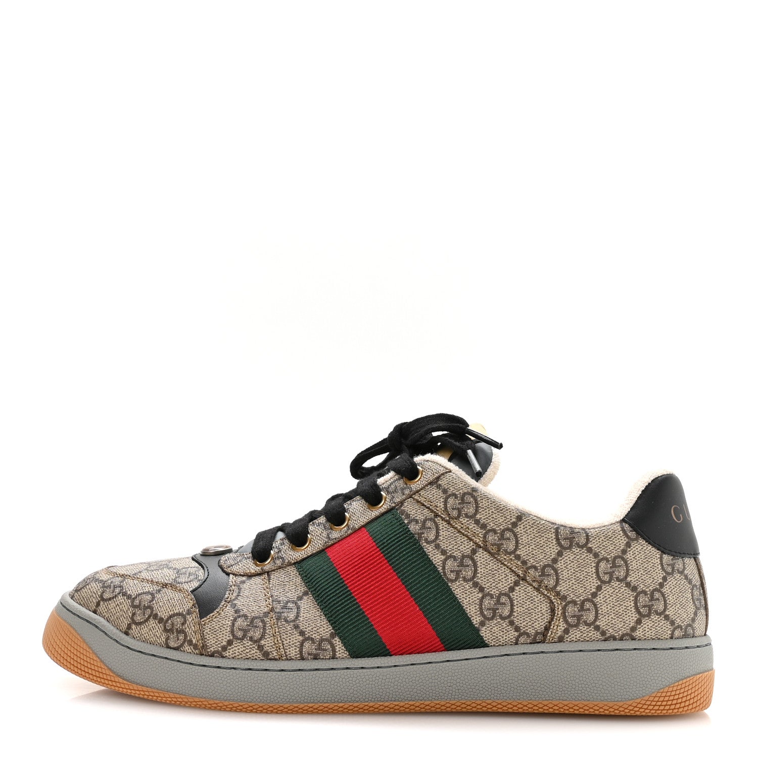 GG Supereme Monogram Miro Soft Calfskin Web Mens Screener Sneakers 9 Beige Ebony Black New Platinum