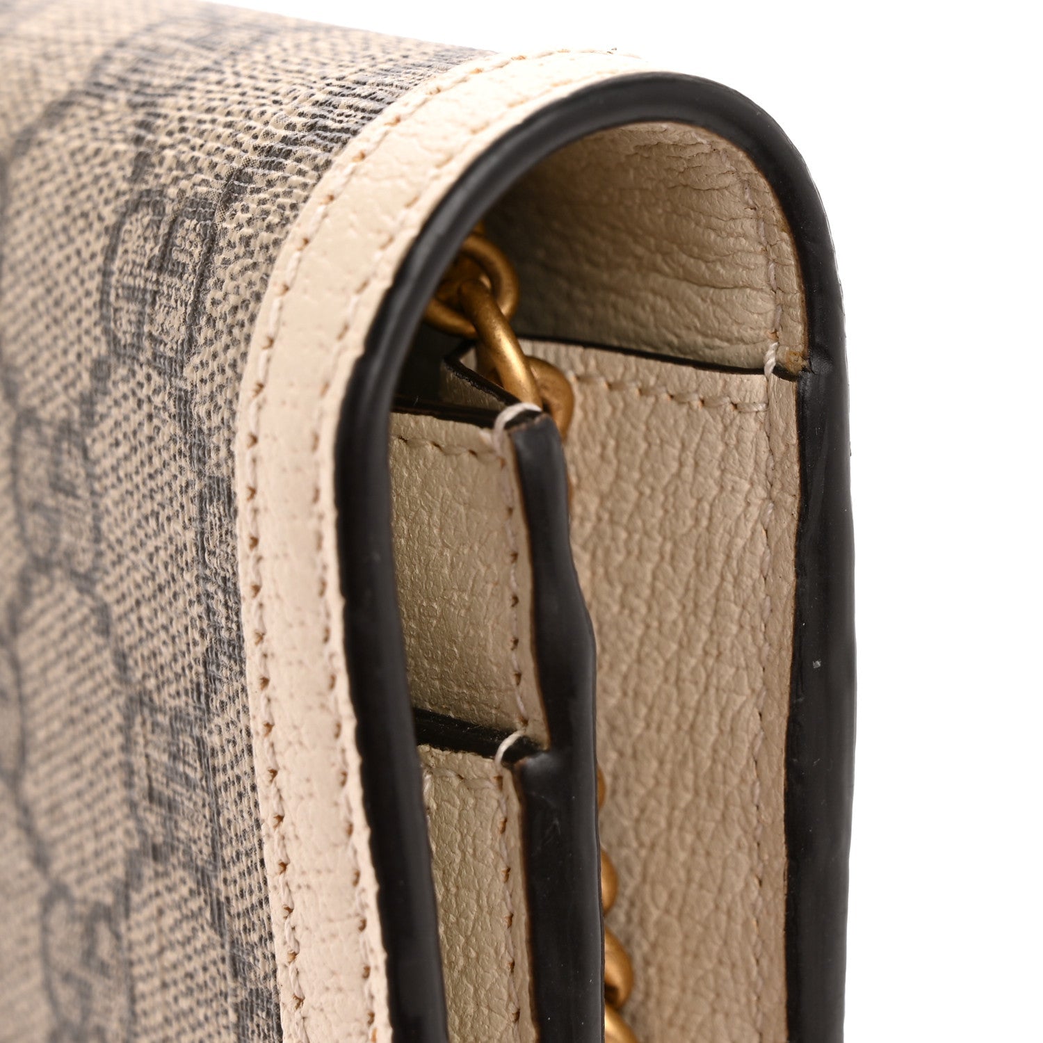 GG Supreme Monogram Web Queen Margaret Chain Wallet White