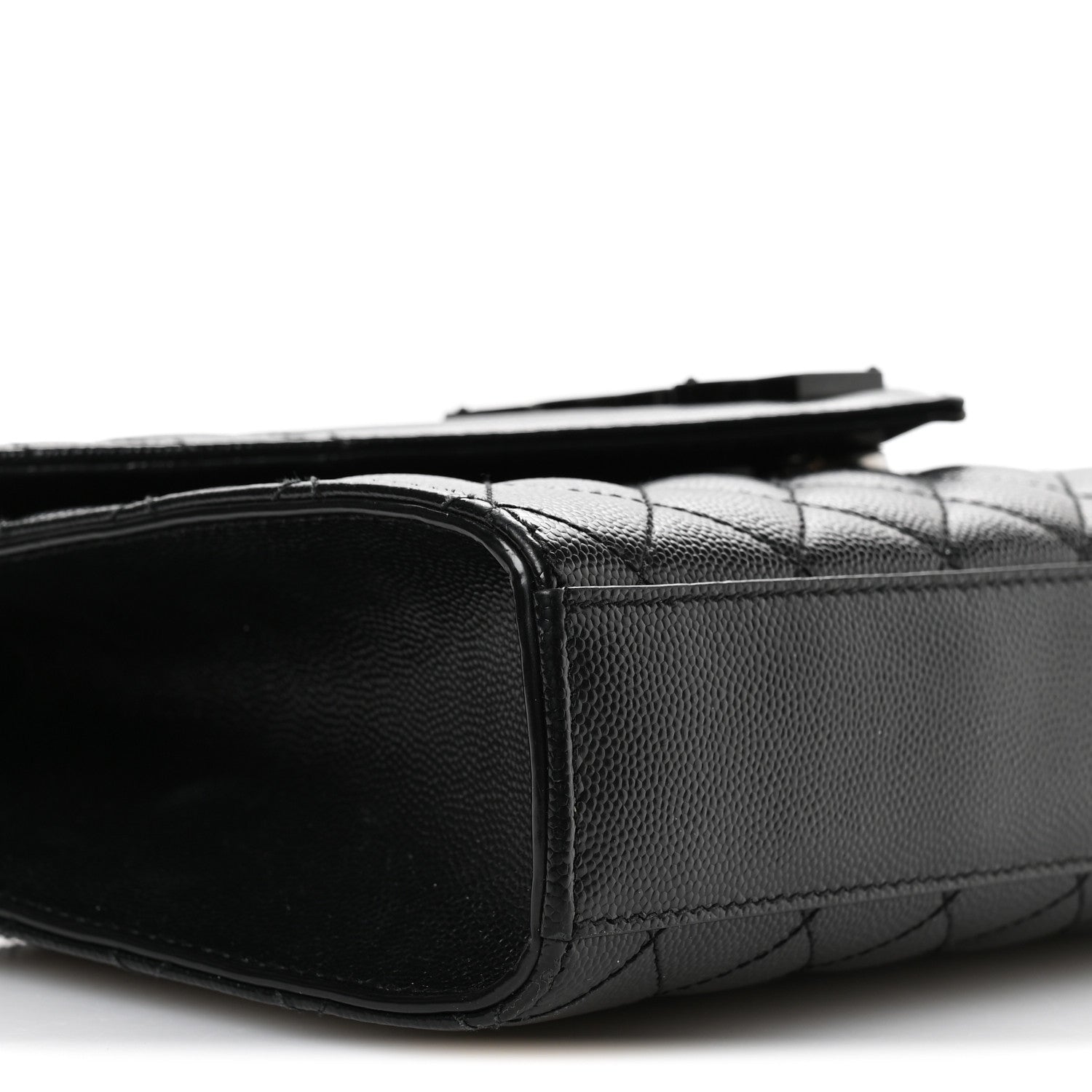 Grain De Poudre Textured Mixed Matelasse Triquilt Medium Monogram Monochrome Satchel Black