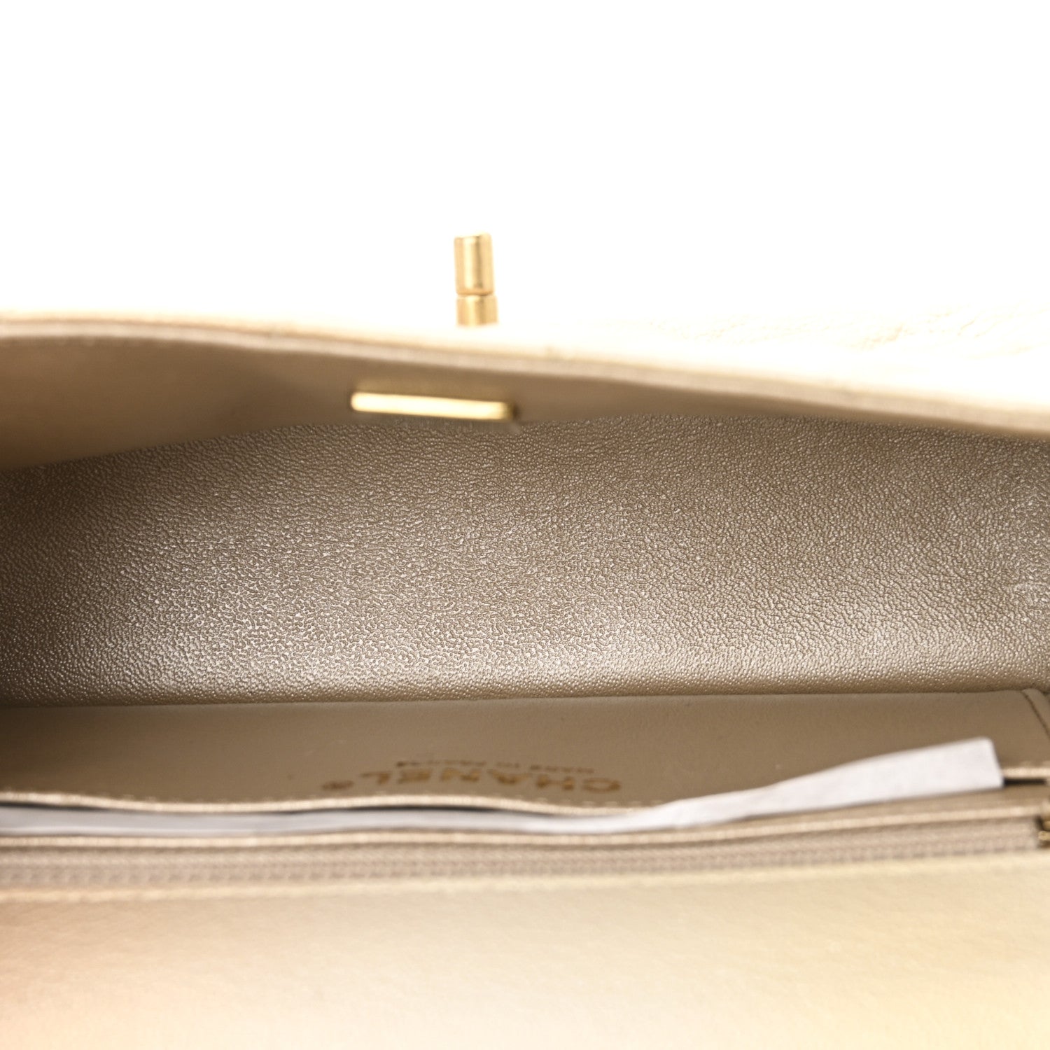 Metallic Goatskin Quilted Mini Rectangular Flap Gold