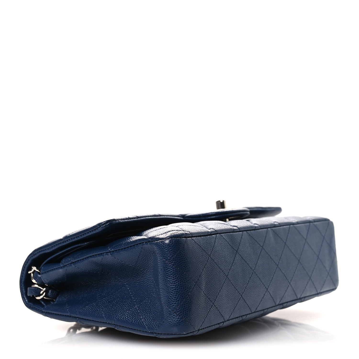 Caviar Quilted Medium Double Flap Navy