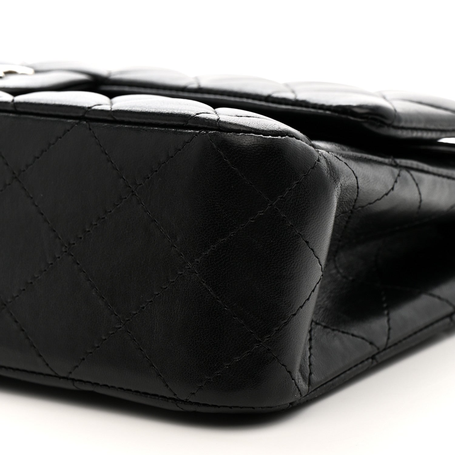 Lambskin Quilted Medium Double Flap Black