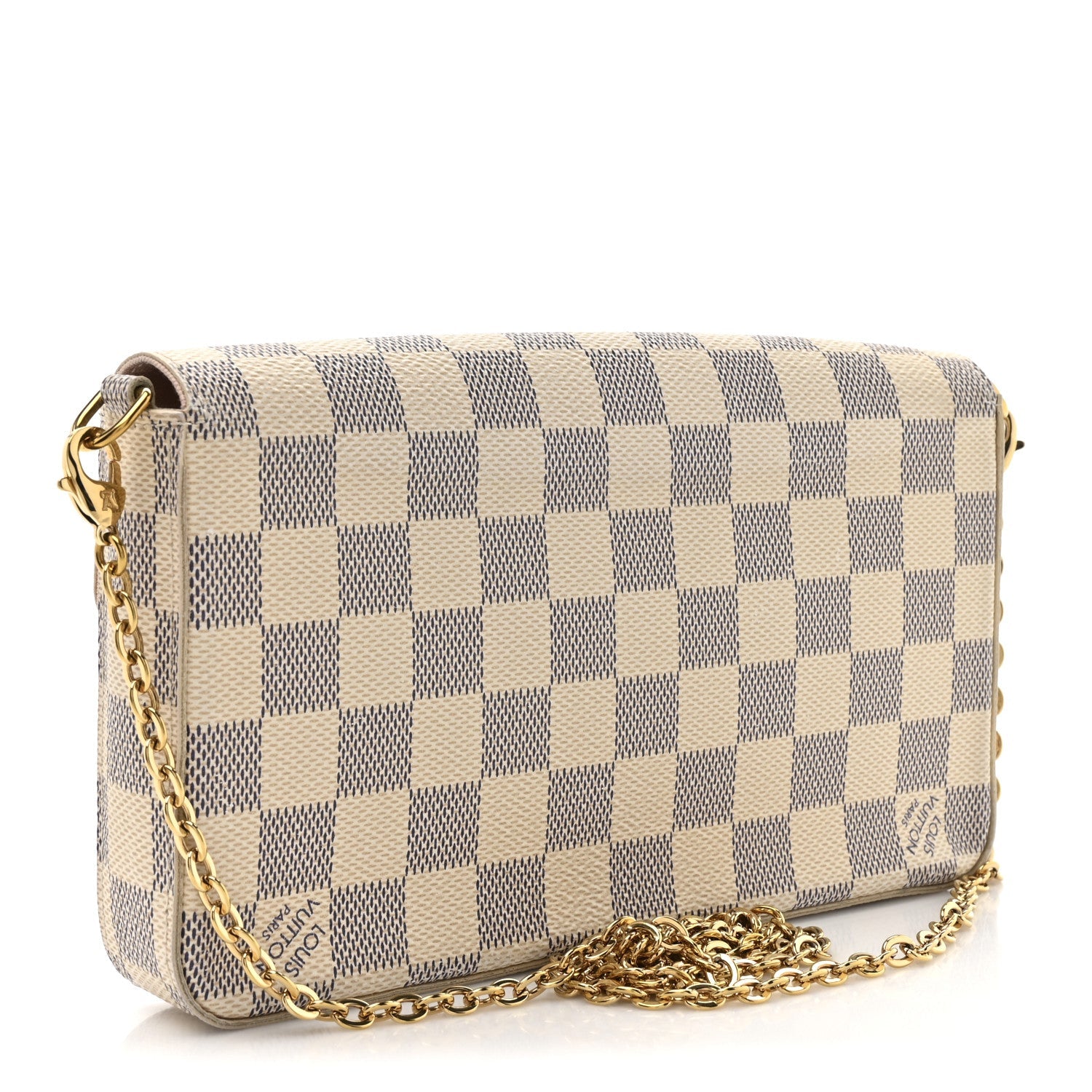 Damier Azur Pochette Felicie Chain Wallet Rose Ballerine